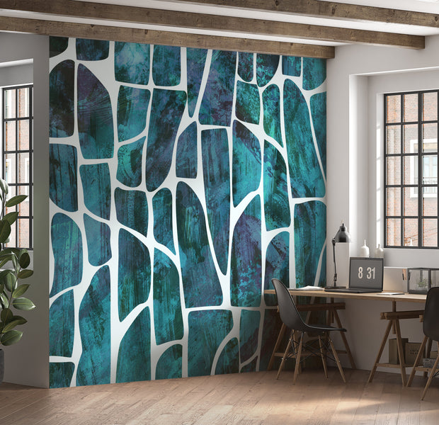 Premium Wallpaper Wall Mural - Geometric Pattern Blue-Tiptophomedecor