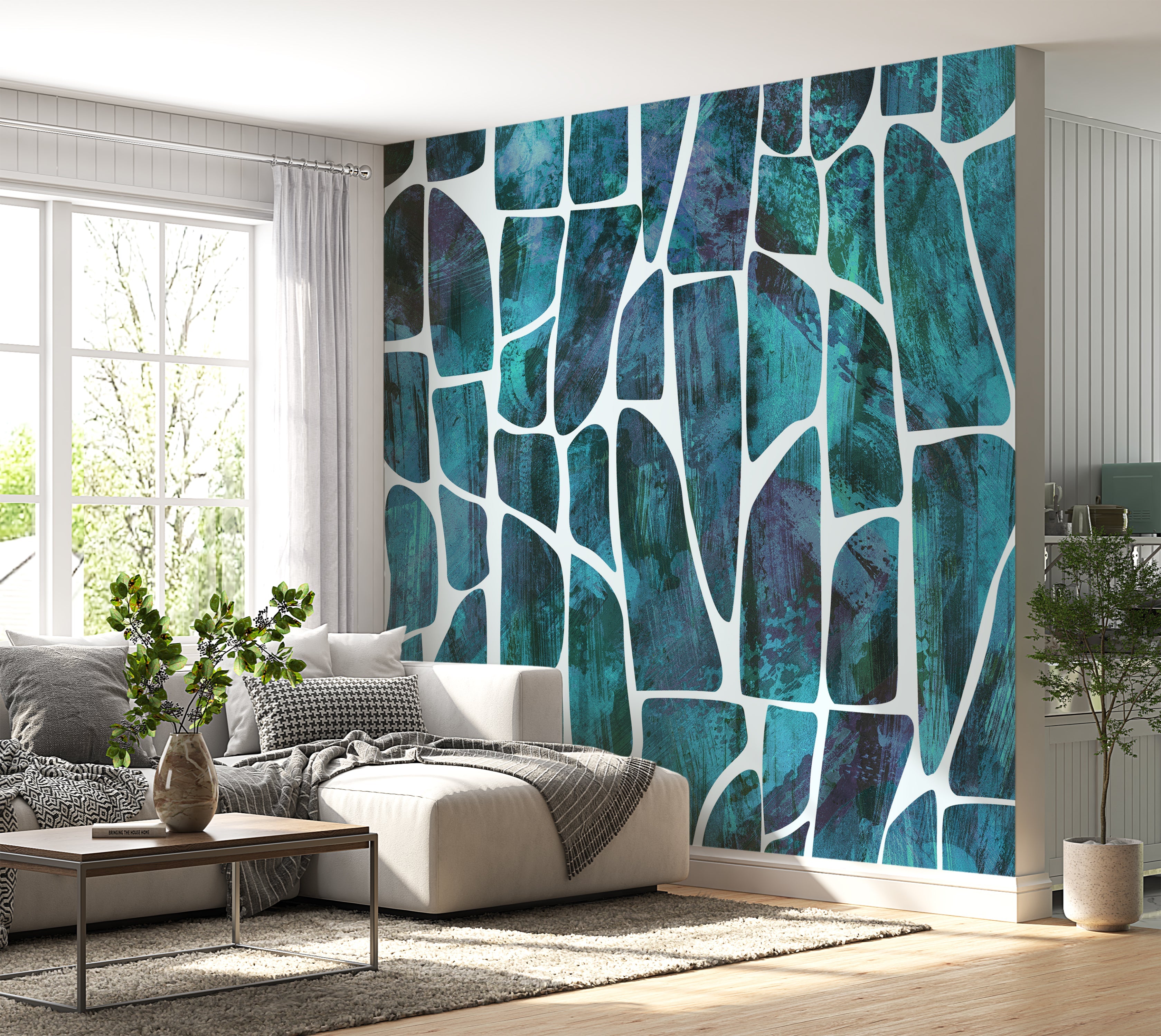 Premium Wallpaper Wall Mural - Geometric Pattern Blue