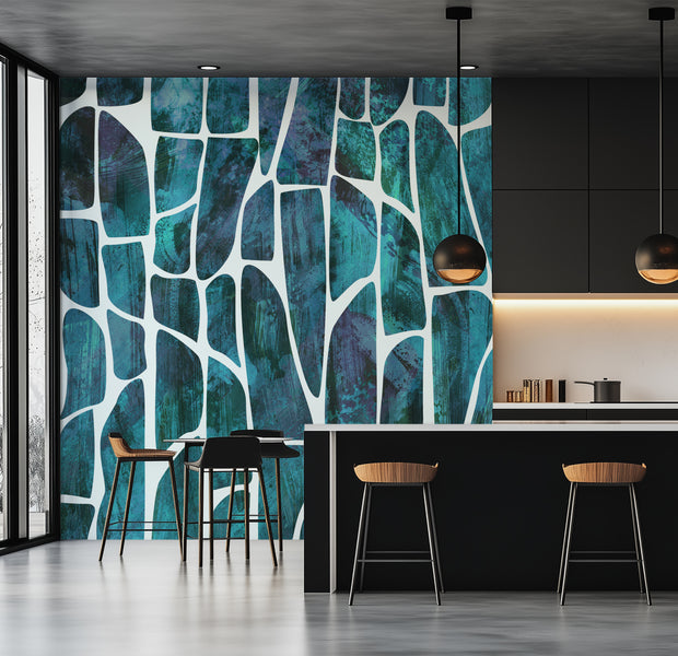 Peel & Stick Wall Mural - Geometric Pattern Blue 60"Wx60"H