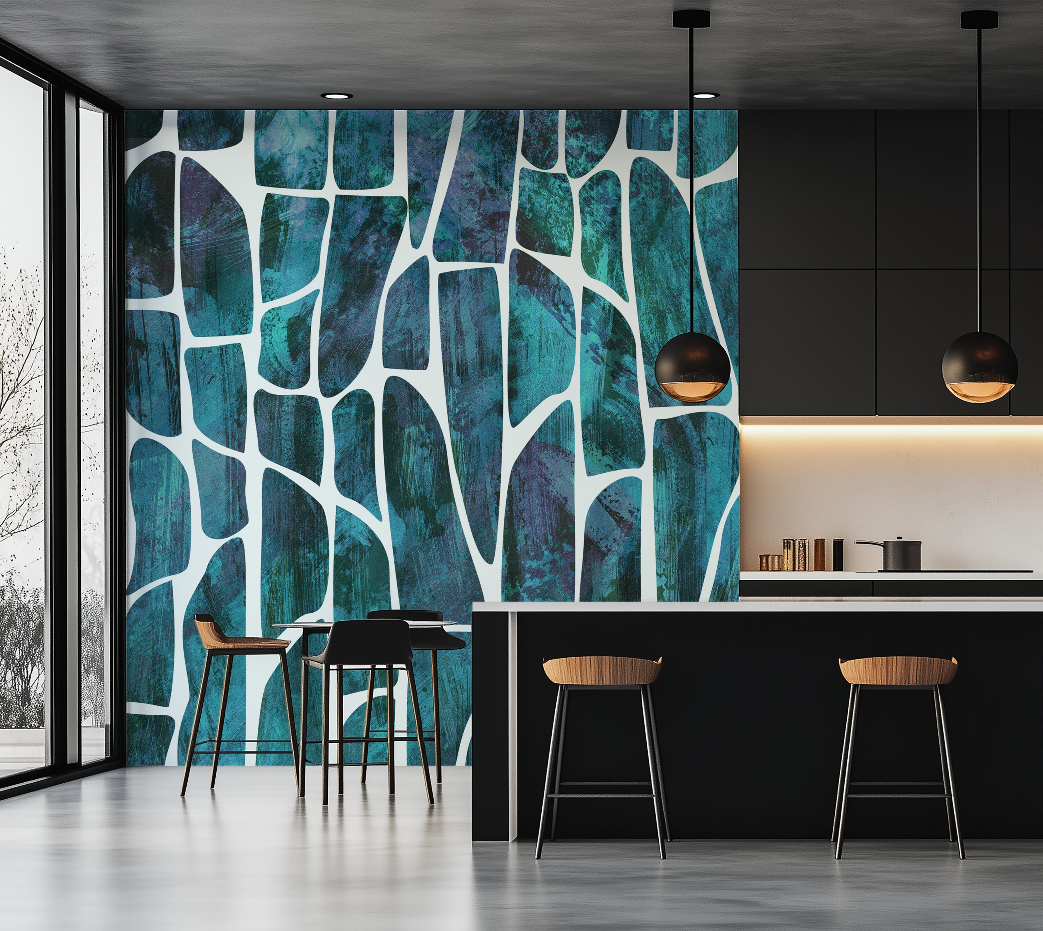 Premium Wallpaper Wall Mural - Geometric Pattern Blue