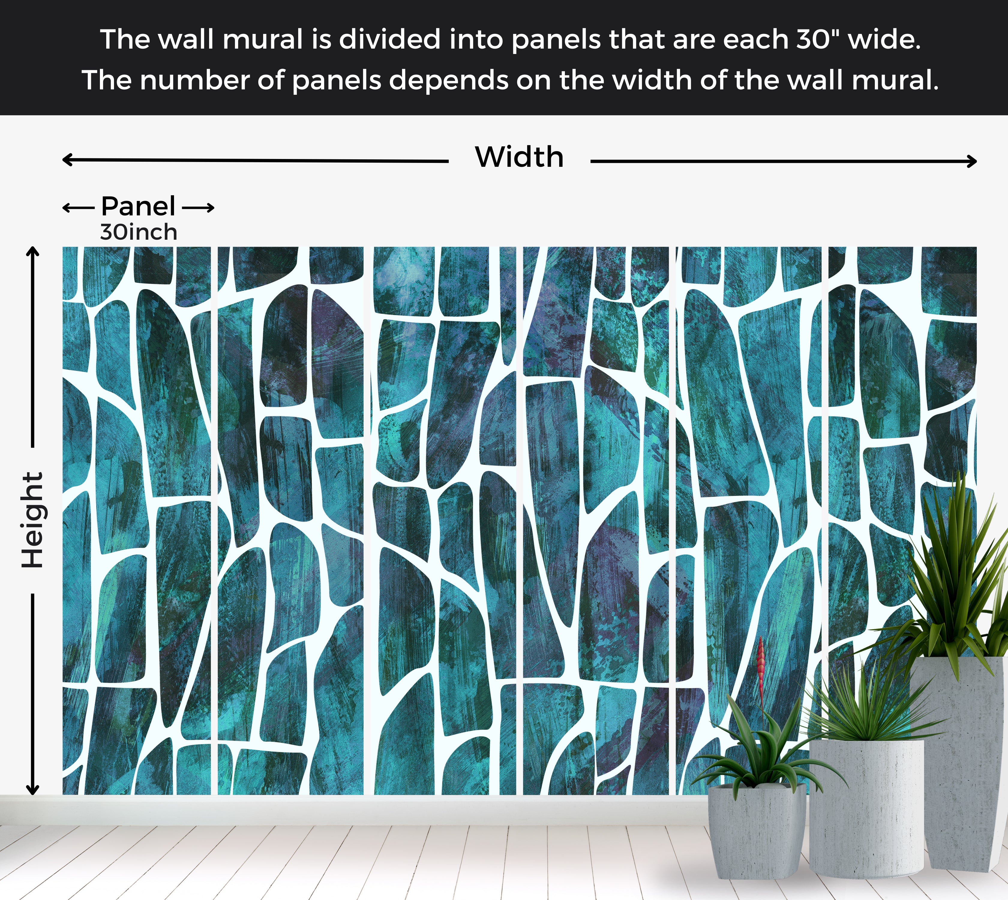 Peel & Stick Wall Mural - Geometric Pattern Blue 60"Wx60"H