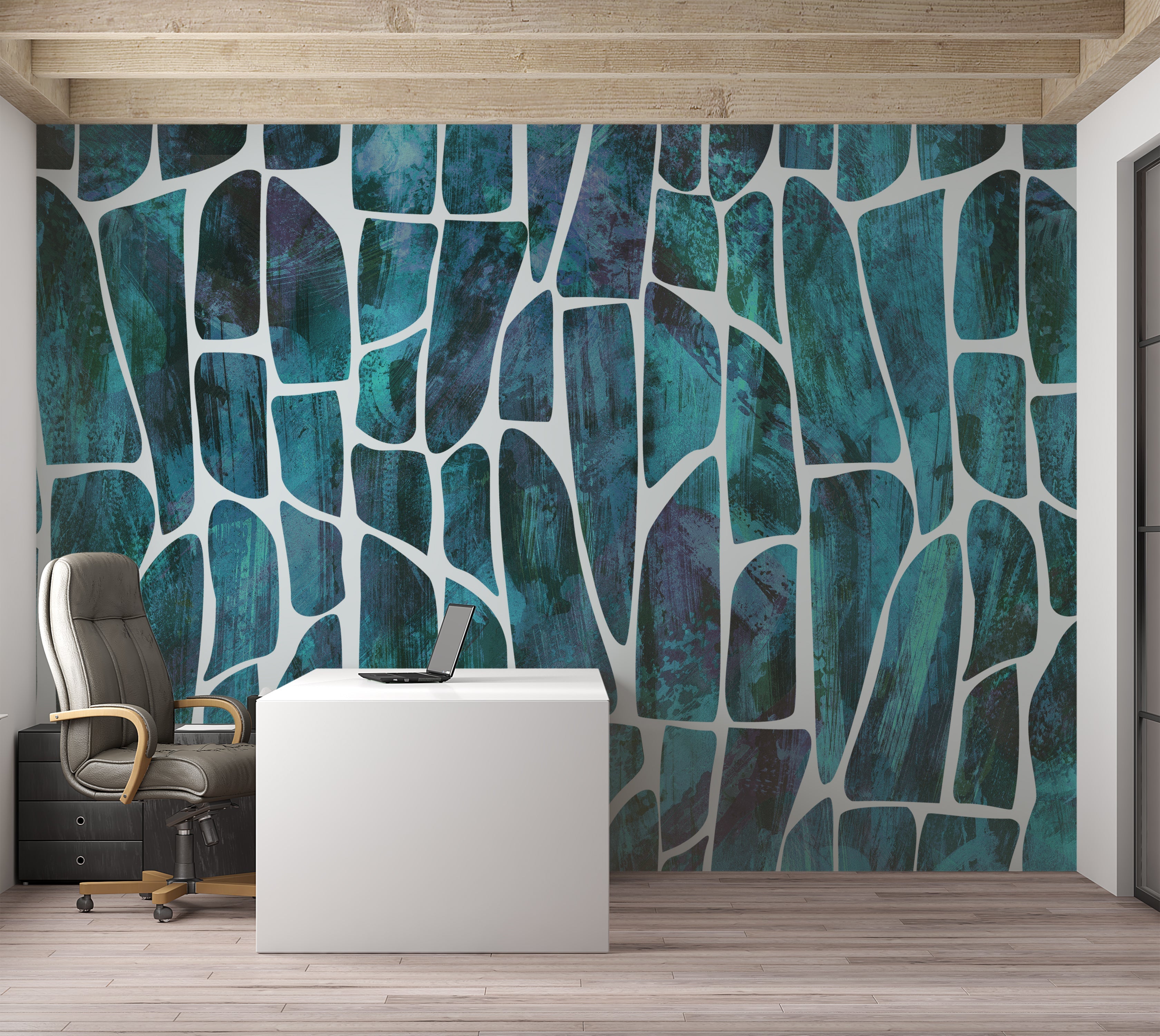 Premium Wallpaper Wall Mural - Geometric Pattern Blue