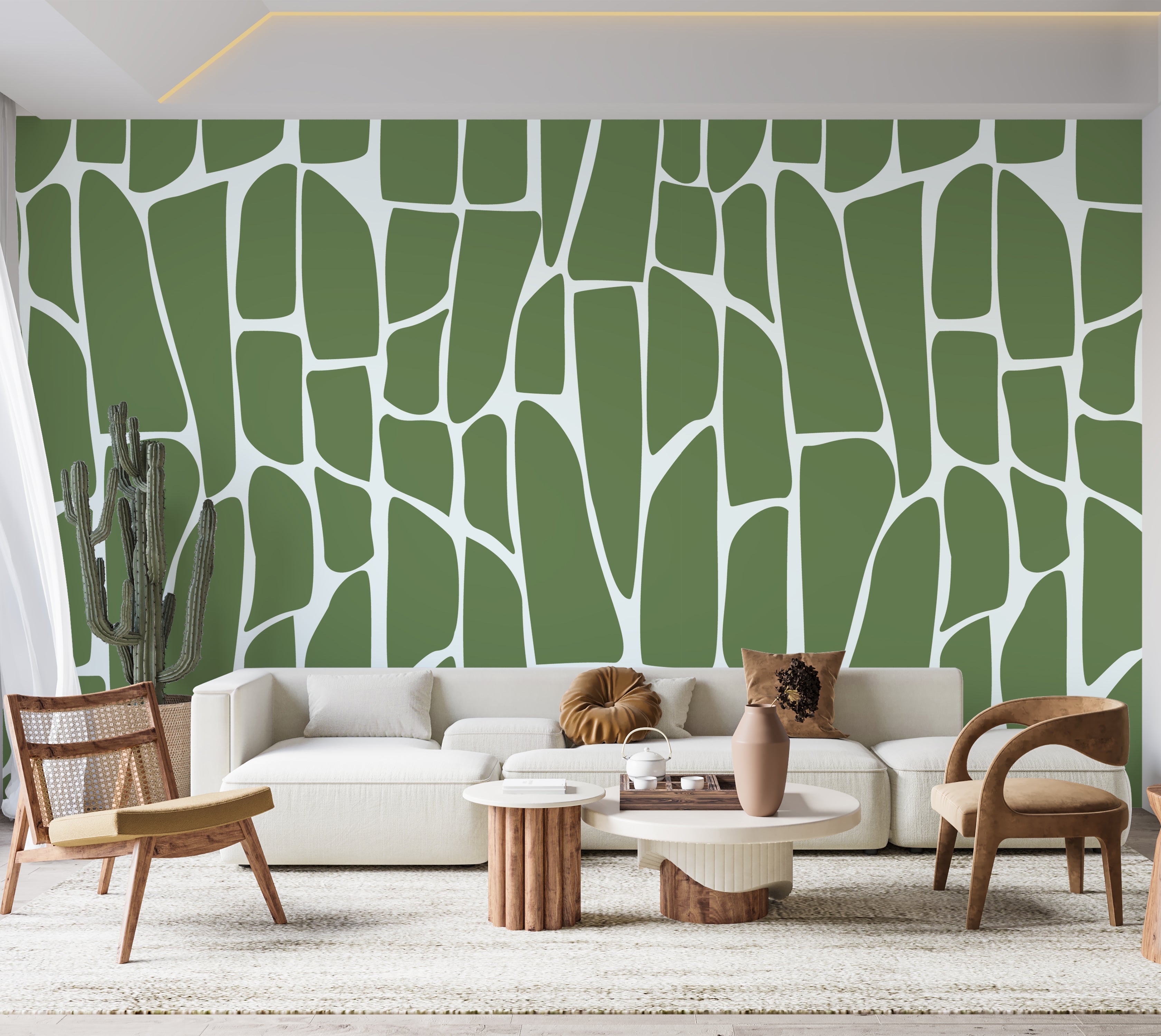 Premium Wallpaper Wall Mural - Geometric Pattern Green