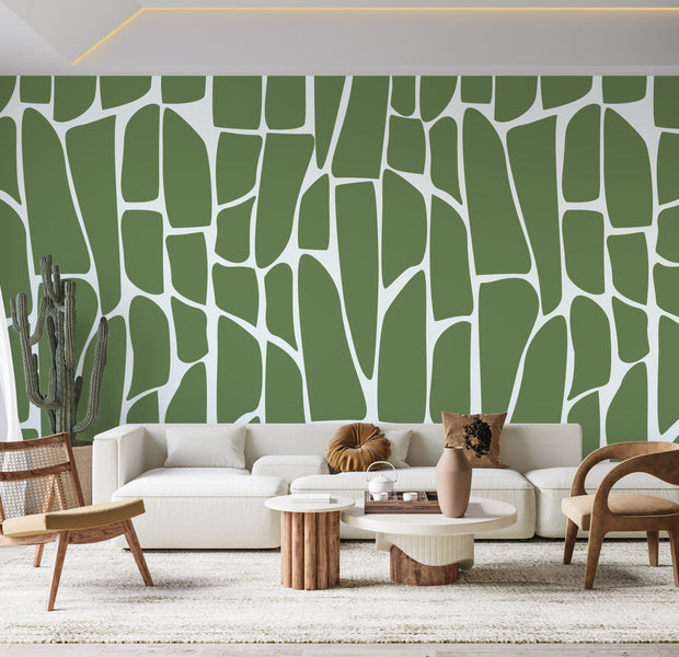 Premium Wallpaper Wall Mural - Geometric Pattern Green-Tiptophomedecor