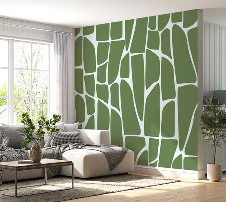Peel & Stick Wall Mural - Geometric Pattern Green 60"Wx60"H