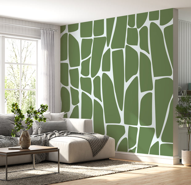 Peel & Stick Wall Mural - Geometric Pattern Green 60"Wx60"H