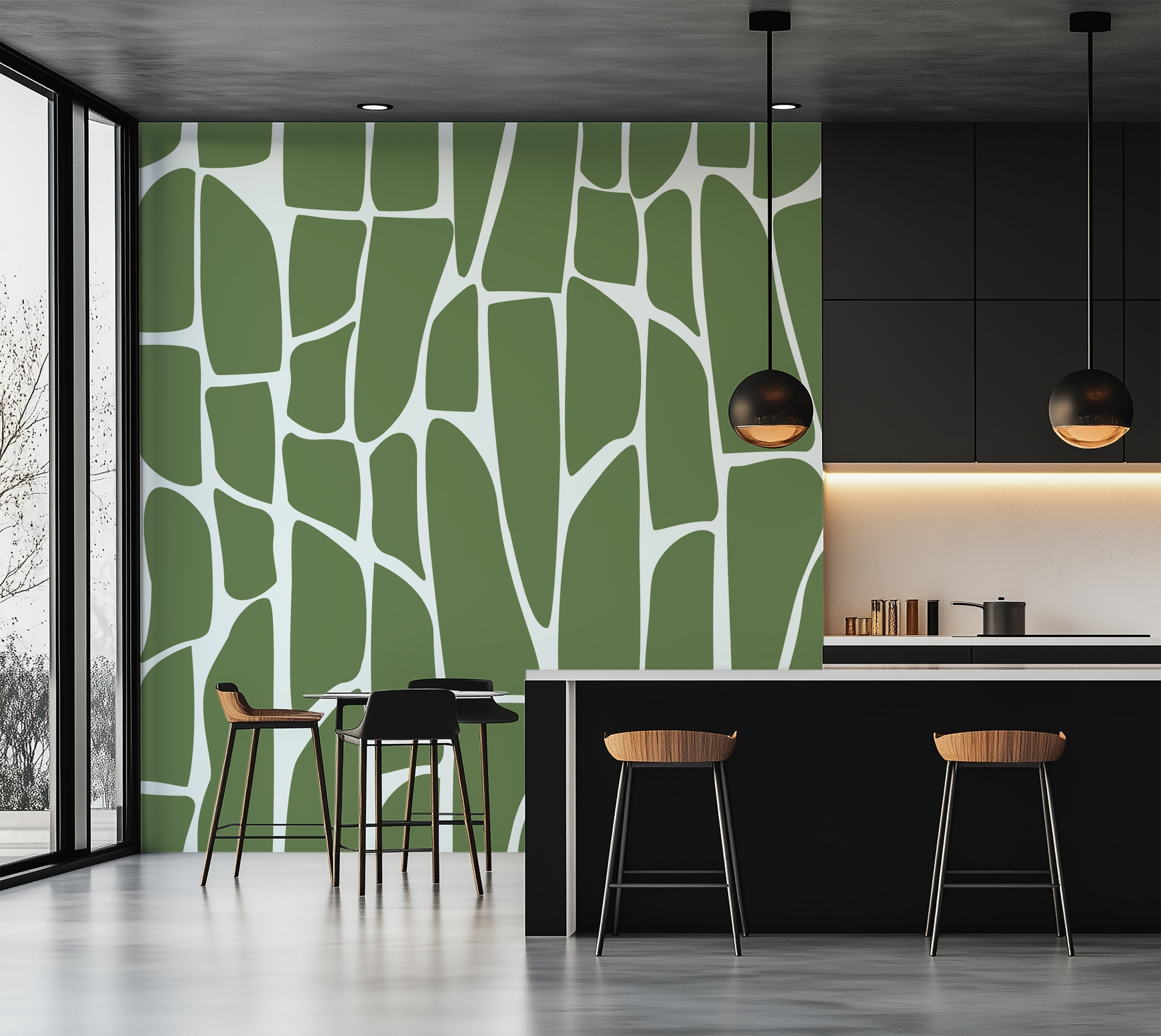 Premium Wallpaper Wall Mural - Geometric Pattern Green