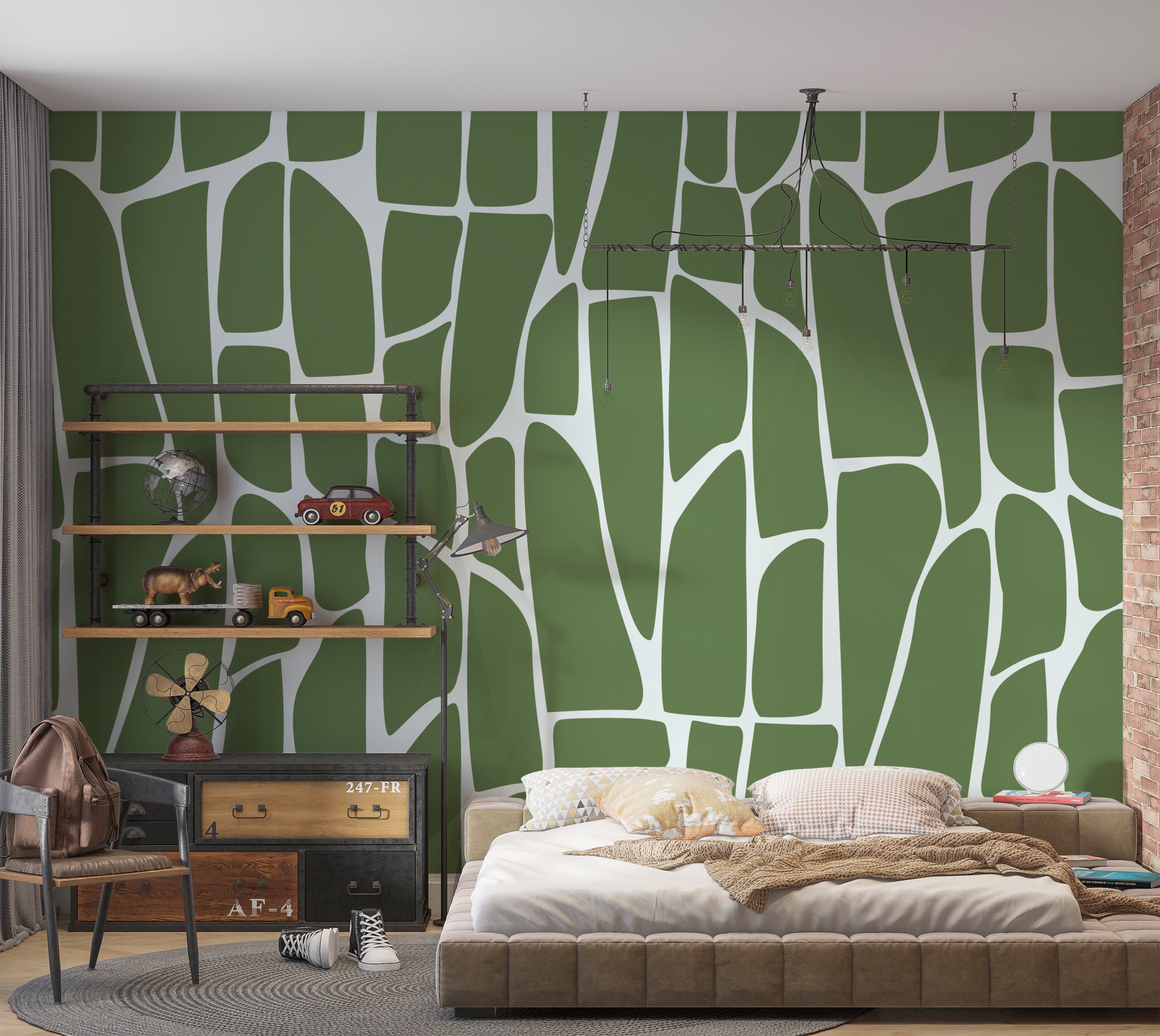 Premium Wallpaper Wall Mural - Geometric Pattern Green