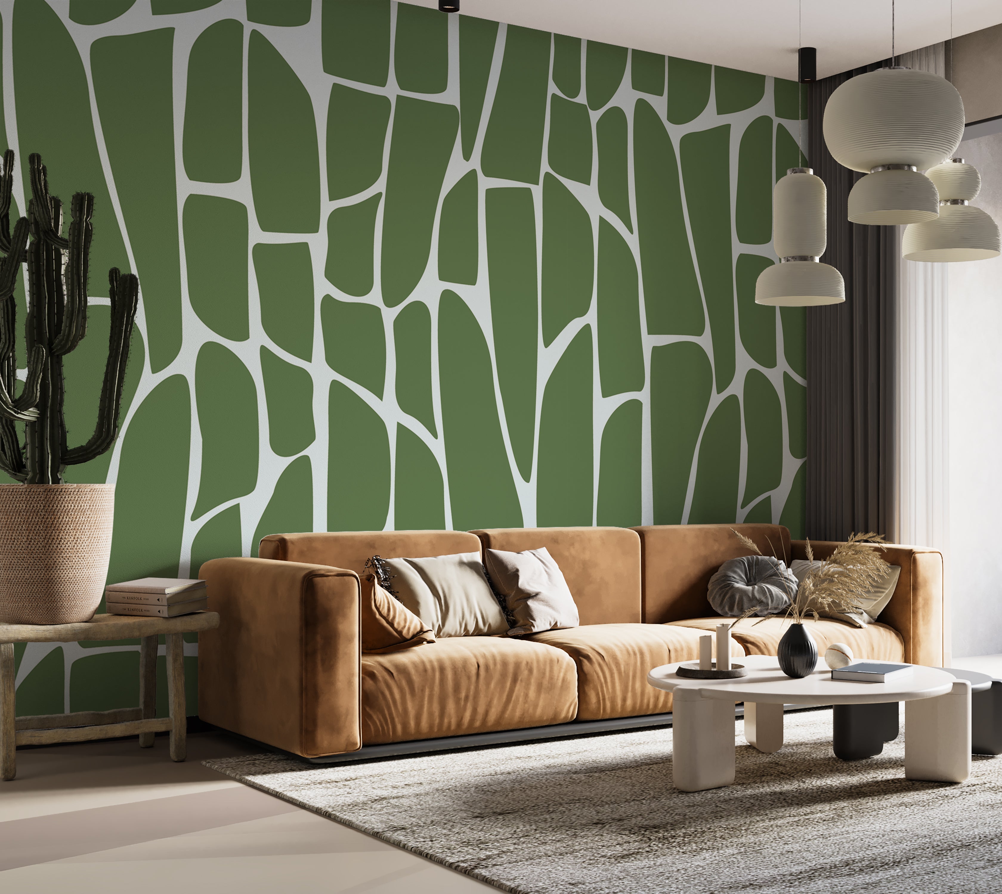 Premium Wallpaper Wall Mural - Geometric Pattern Green