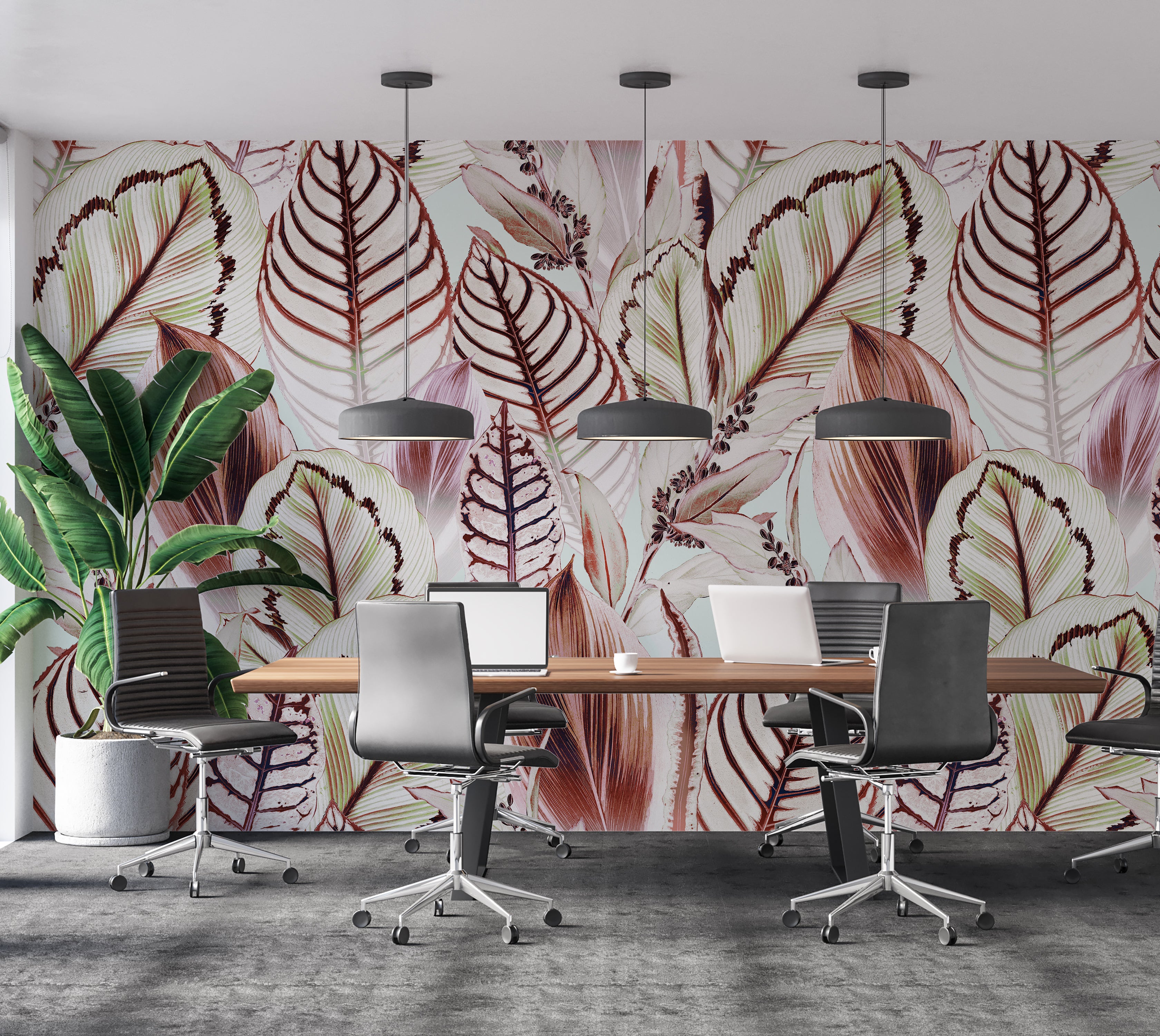 Peel & Stick Wall Mural - Tropical Leaf Mix 60"Wx60"H