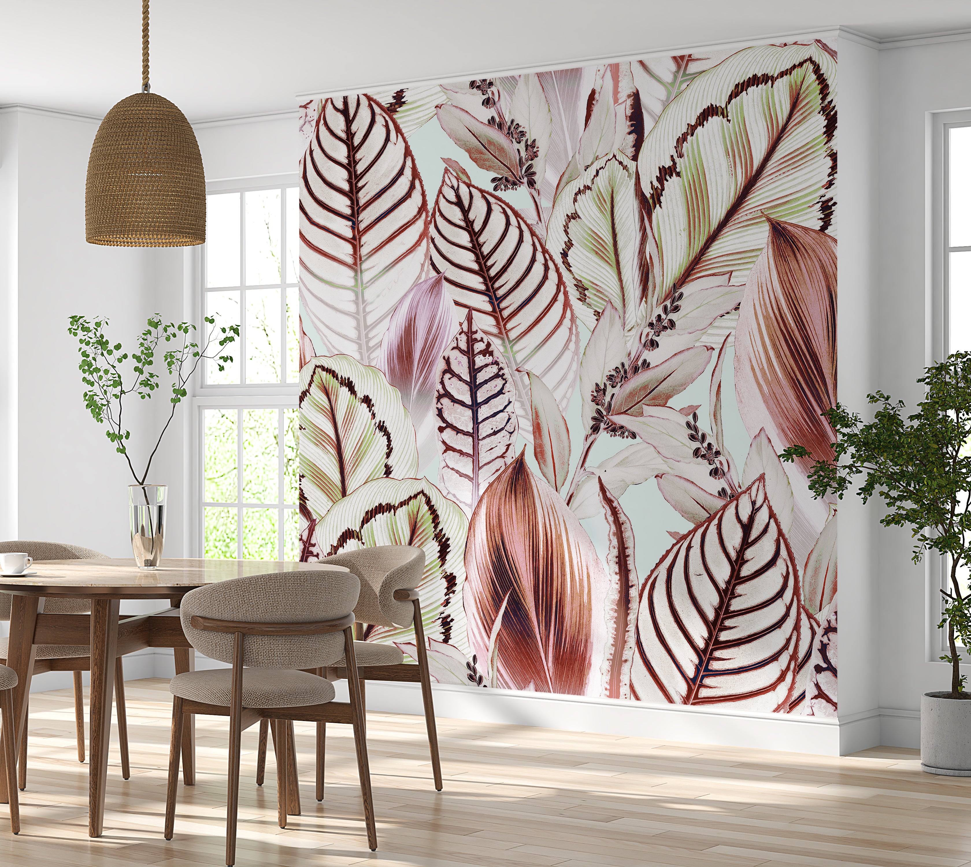 Peel & Stick Wall Mural - Tropical Leaf Mix 60"Wx60"H