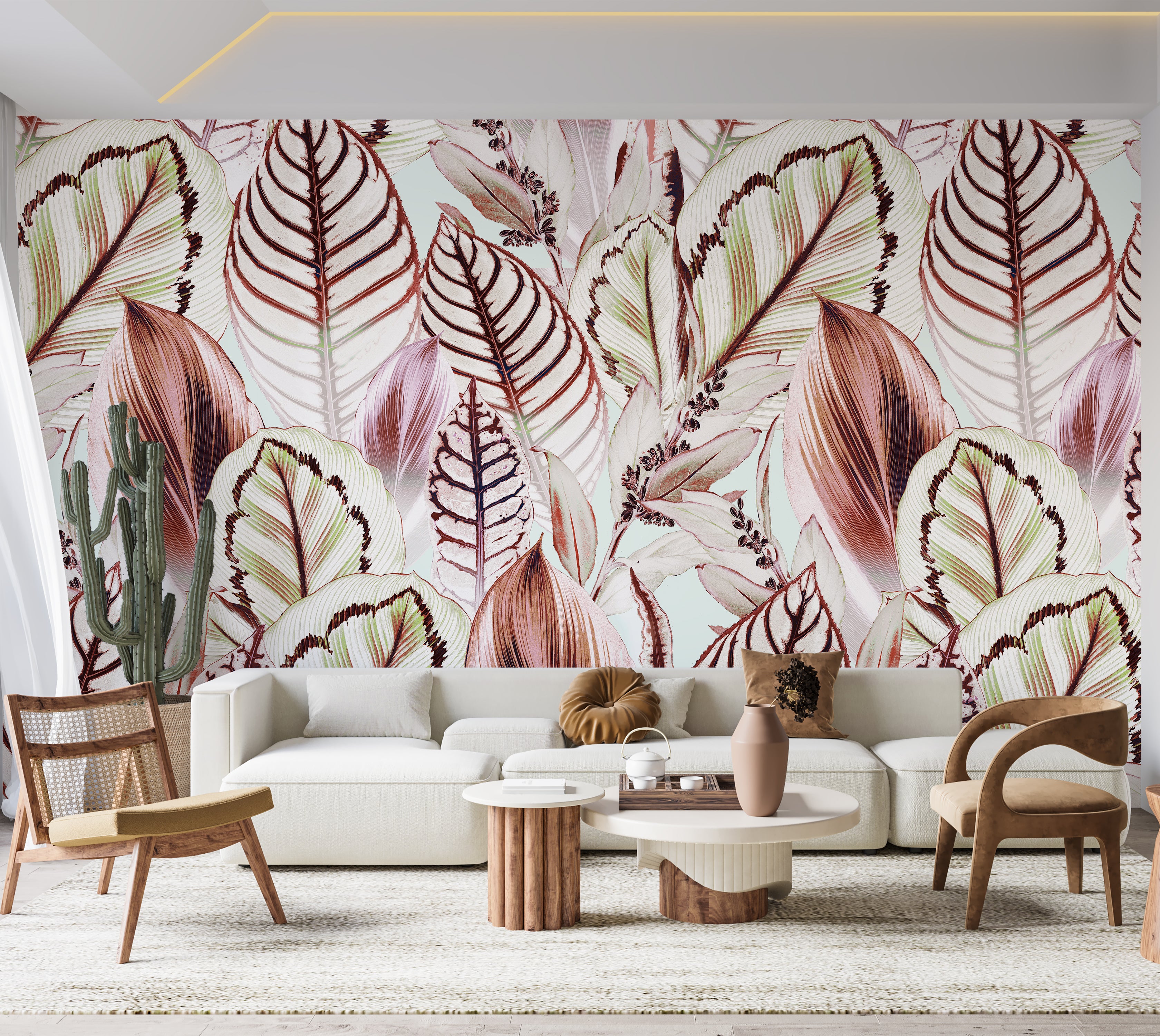 Peel & Stick Wall Mural - Tropical Leaf Mix 60"Wx60"H