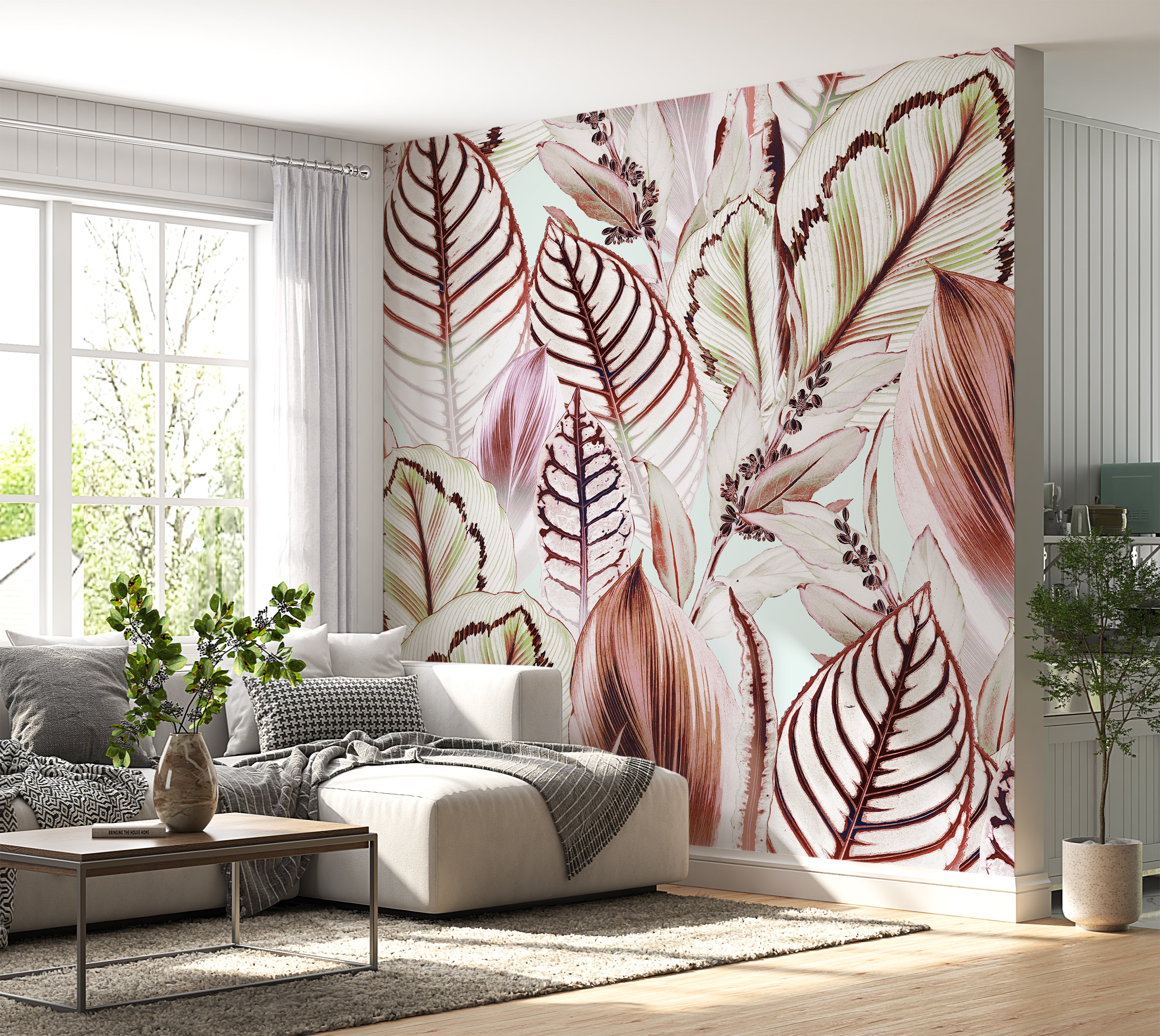 Peel & Stick Wall Mural - Tropical Leaf Mix 60"Wx60"H