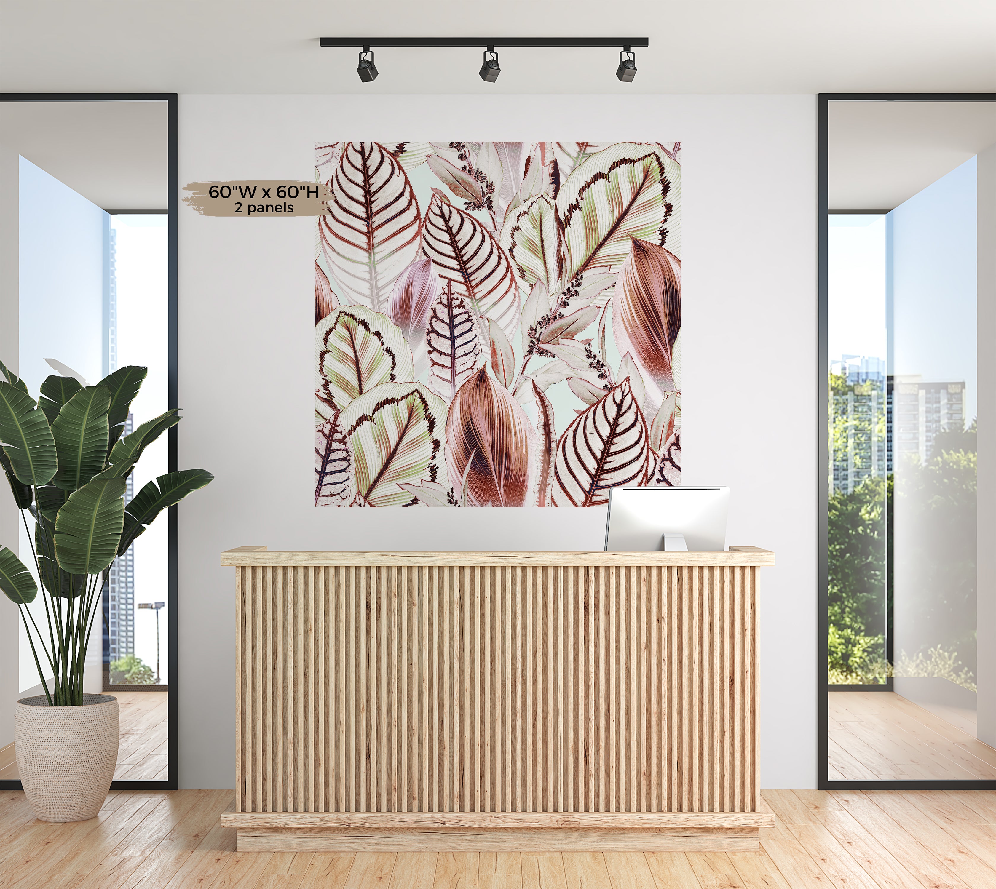 Peel & Stick Wall Mural - Tropical Leaf Mix 60"Wx60"H