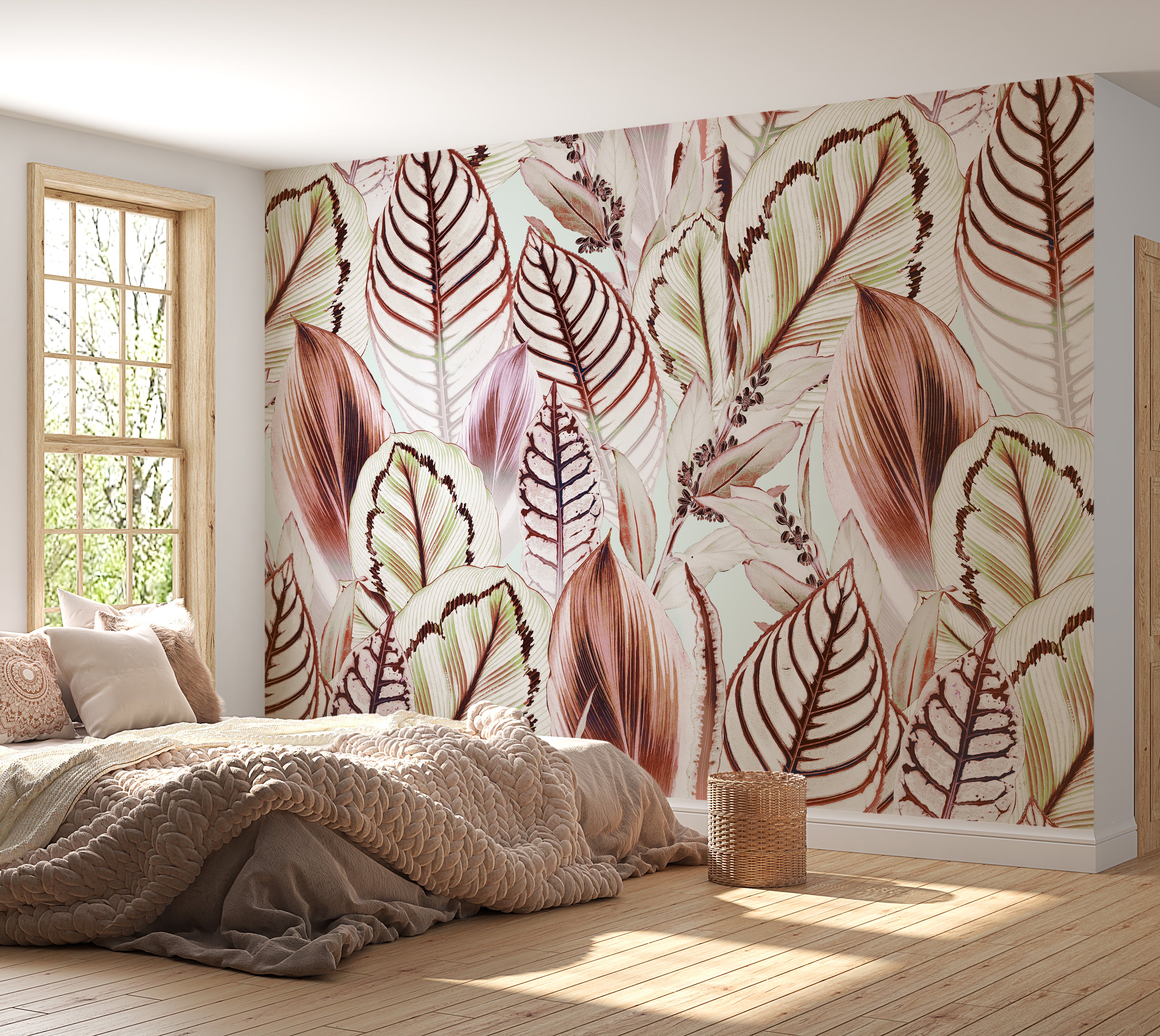 Peel & Stick Wall Mural - Tropical Leaf Mix 60"Wx60"H