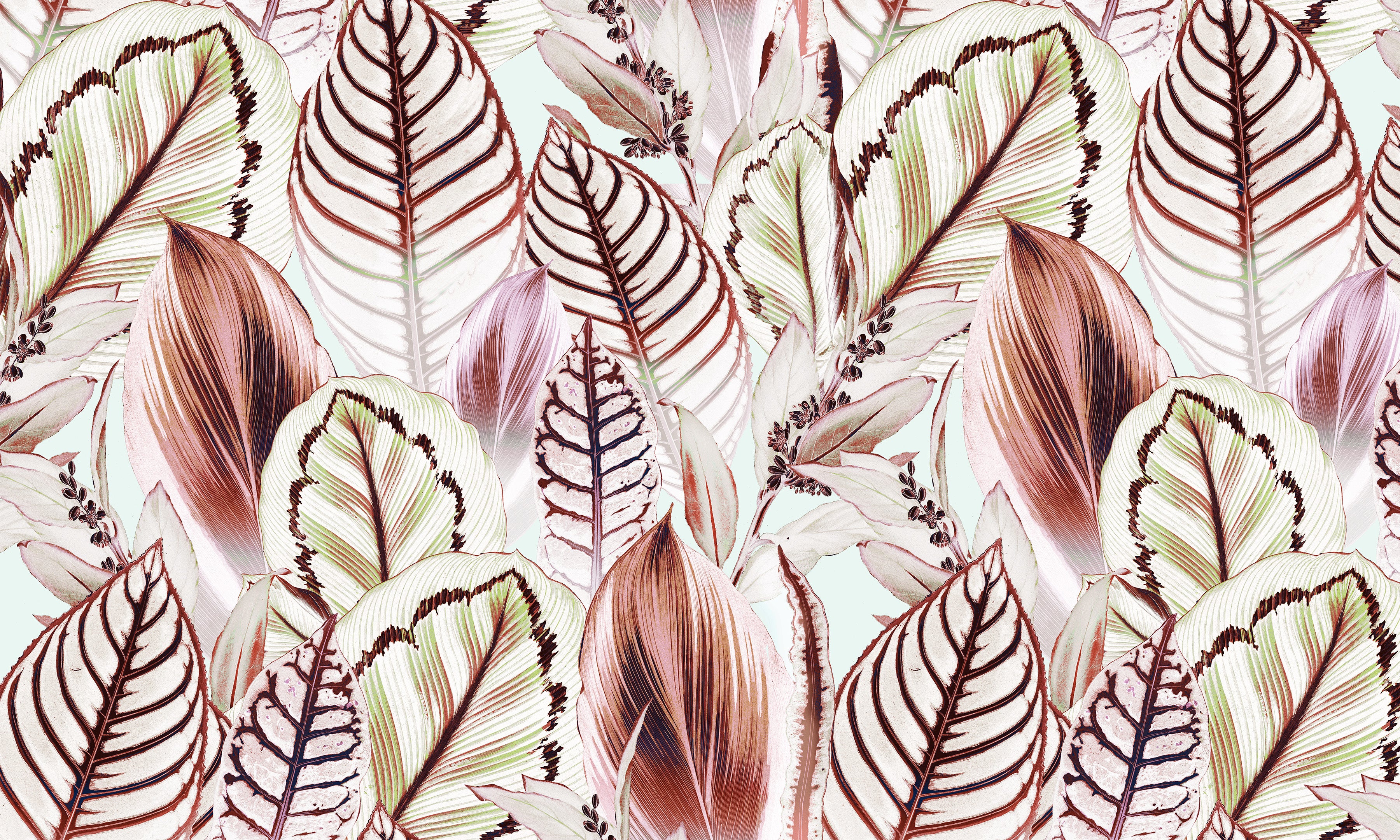 Peel & Stick Botanical Wall Mural - Tropical Leaf Mix