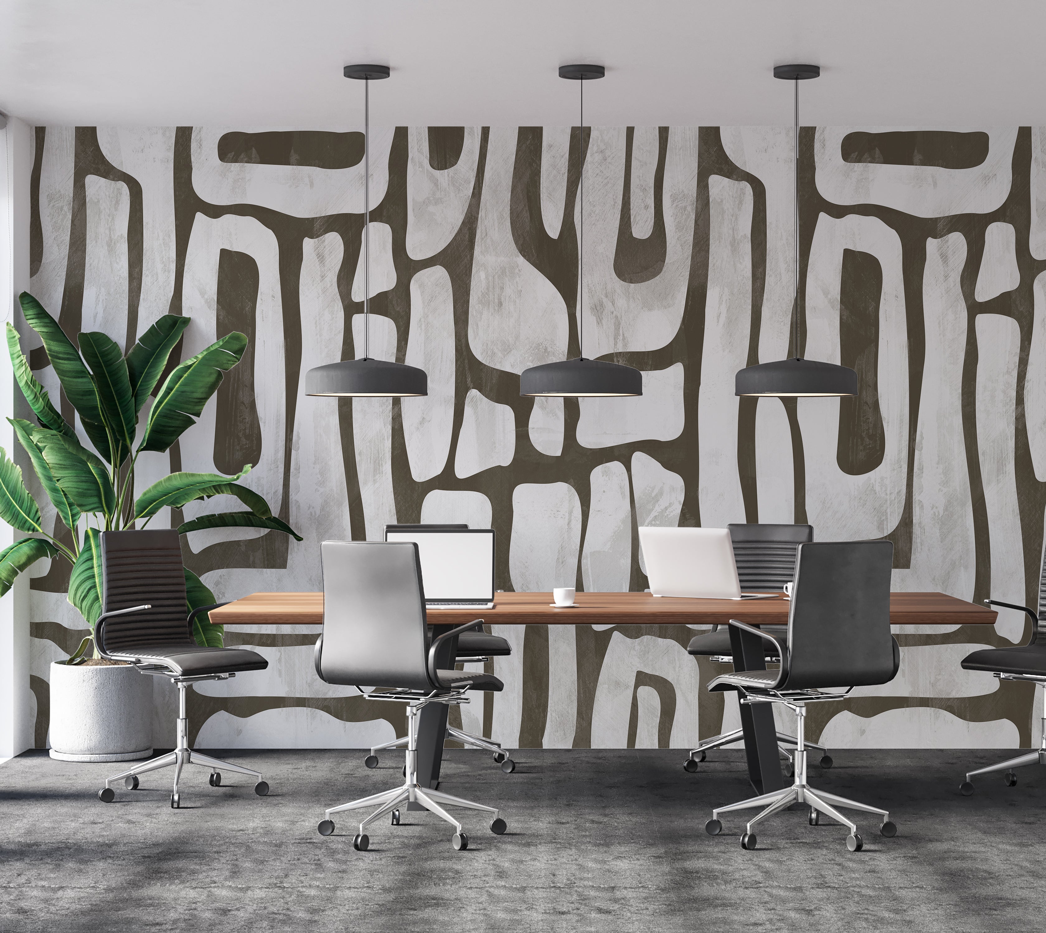 Premium Wallpaper Wall Mural - Earthy Shapes Smoky Gray