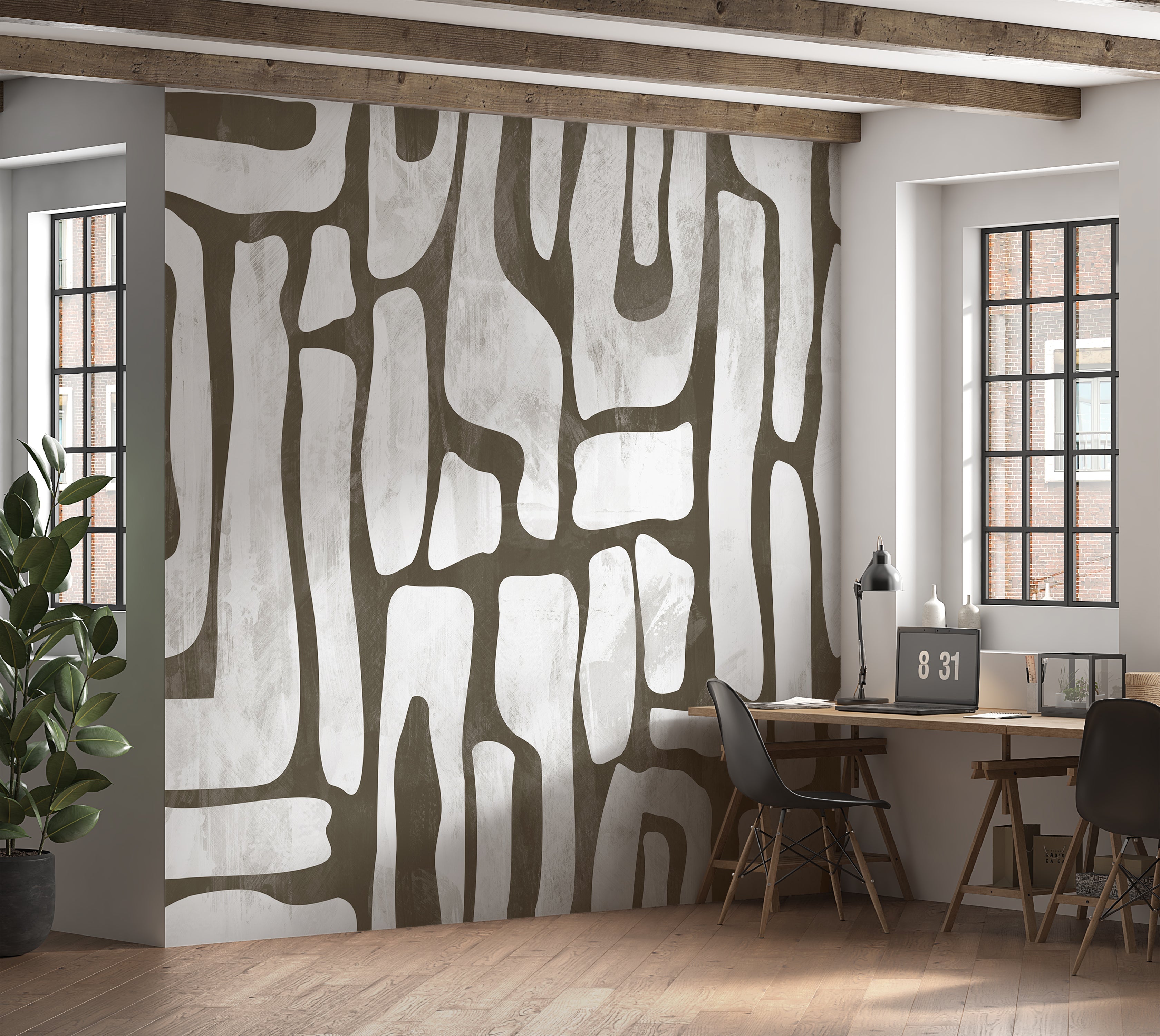 Premium Wallpaper Wall Mural - Earthy Shapes Smoky Gray