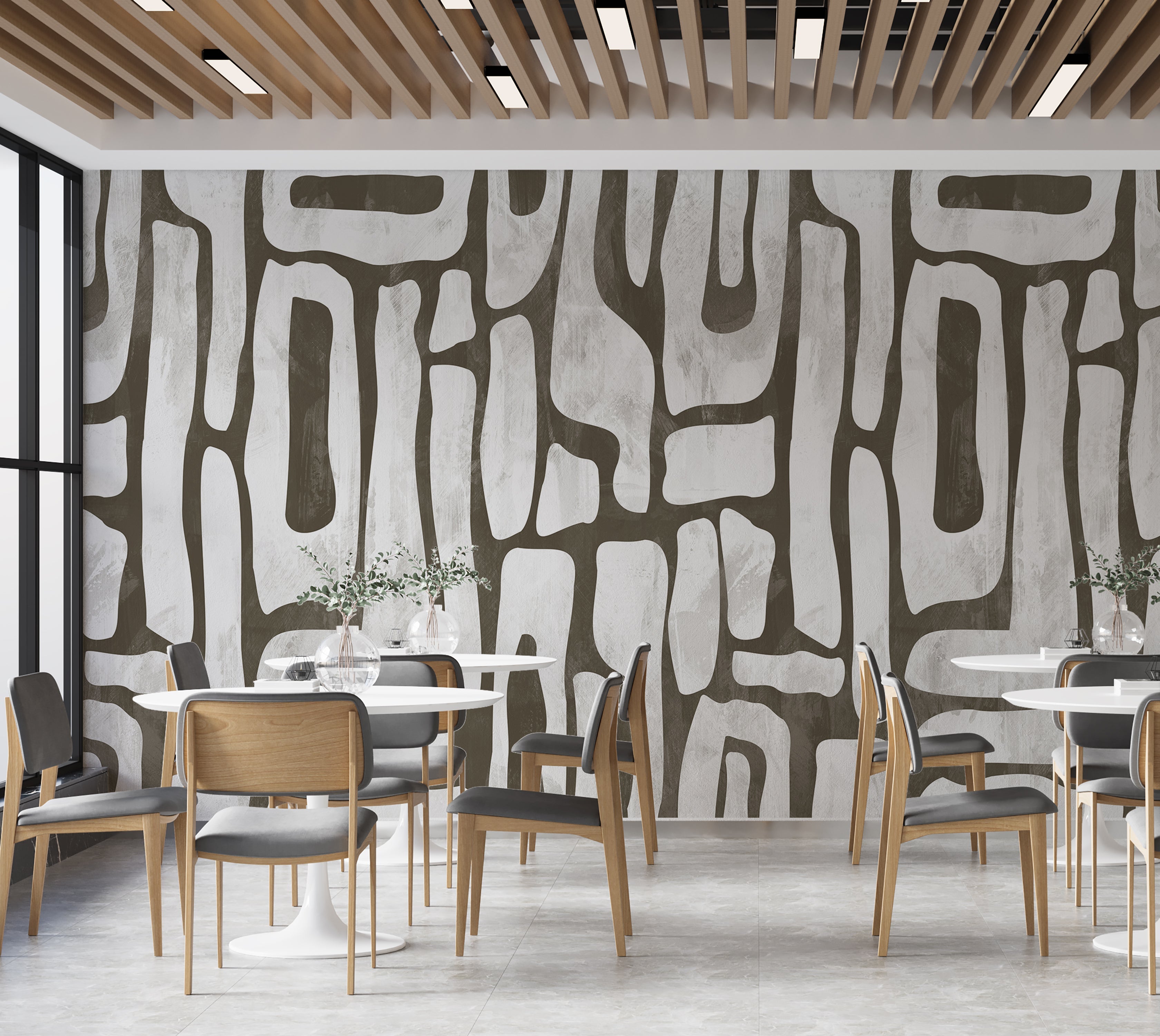 Premium Wallpaper Wall Mural - Earthy Shapes Smoky Gray