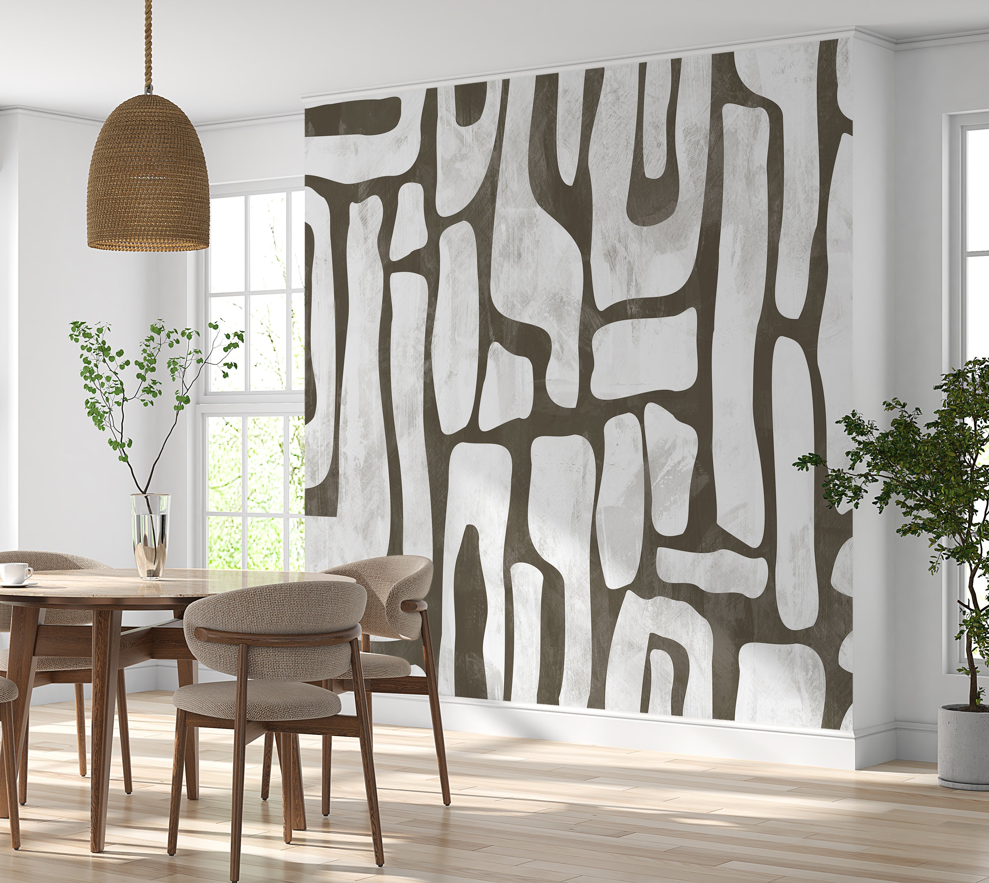 Premium Wallpaper Wall Mural - Earthy Shapes Smoky Gray