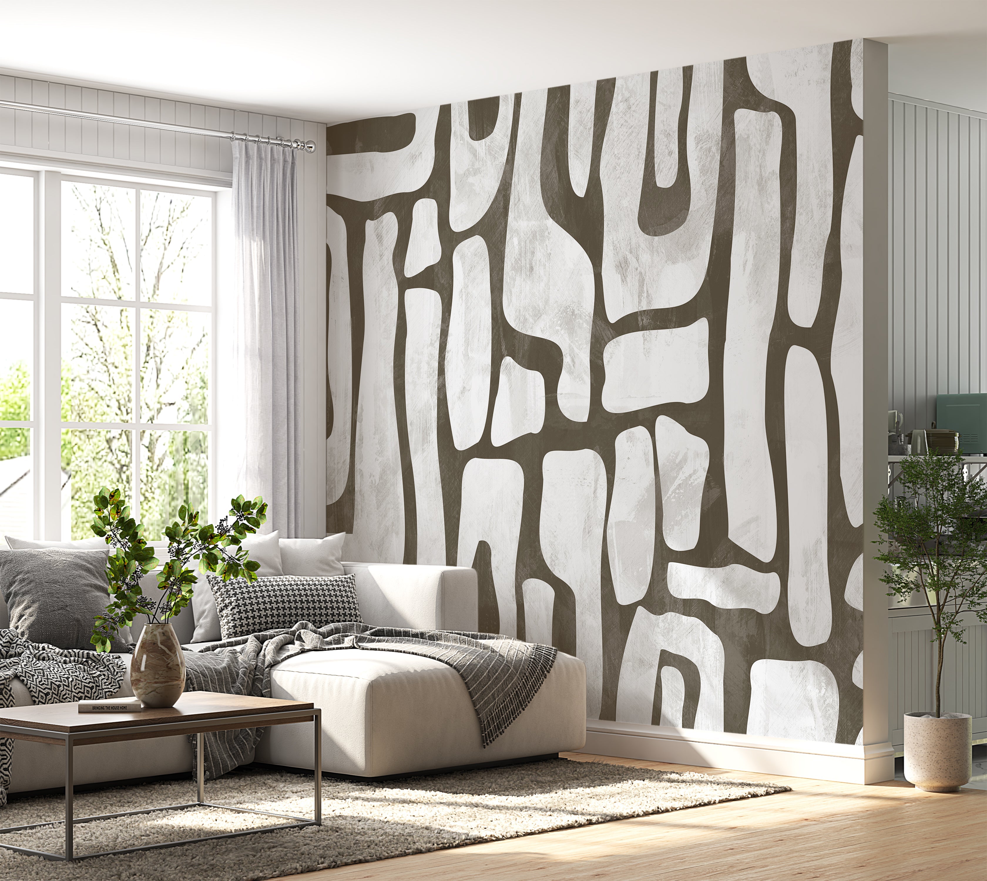 Premium Wallpaper Wall Mural - Earthy Shapes Smoky Gray