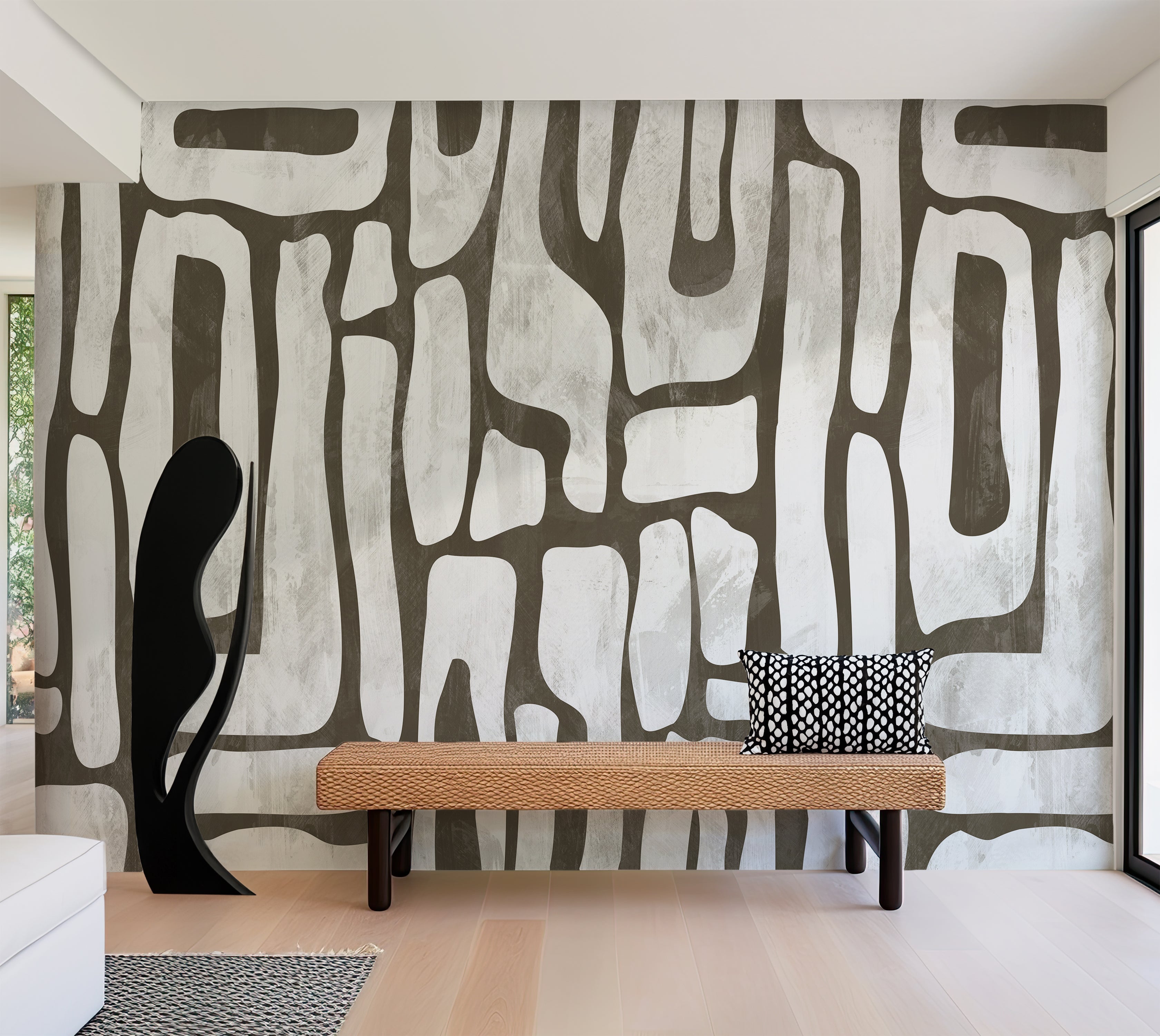 Premium Wallpaper Wall Mural - Earthy Shapes Smoky Gray