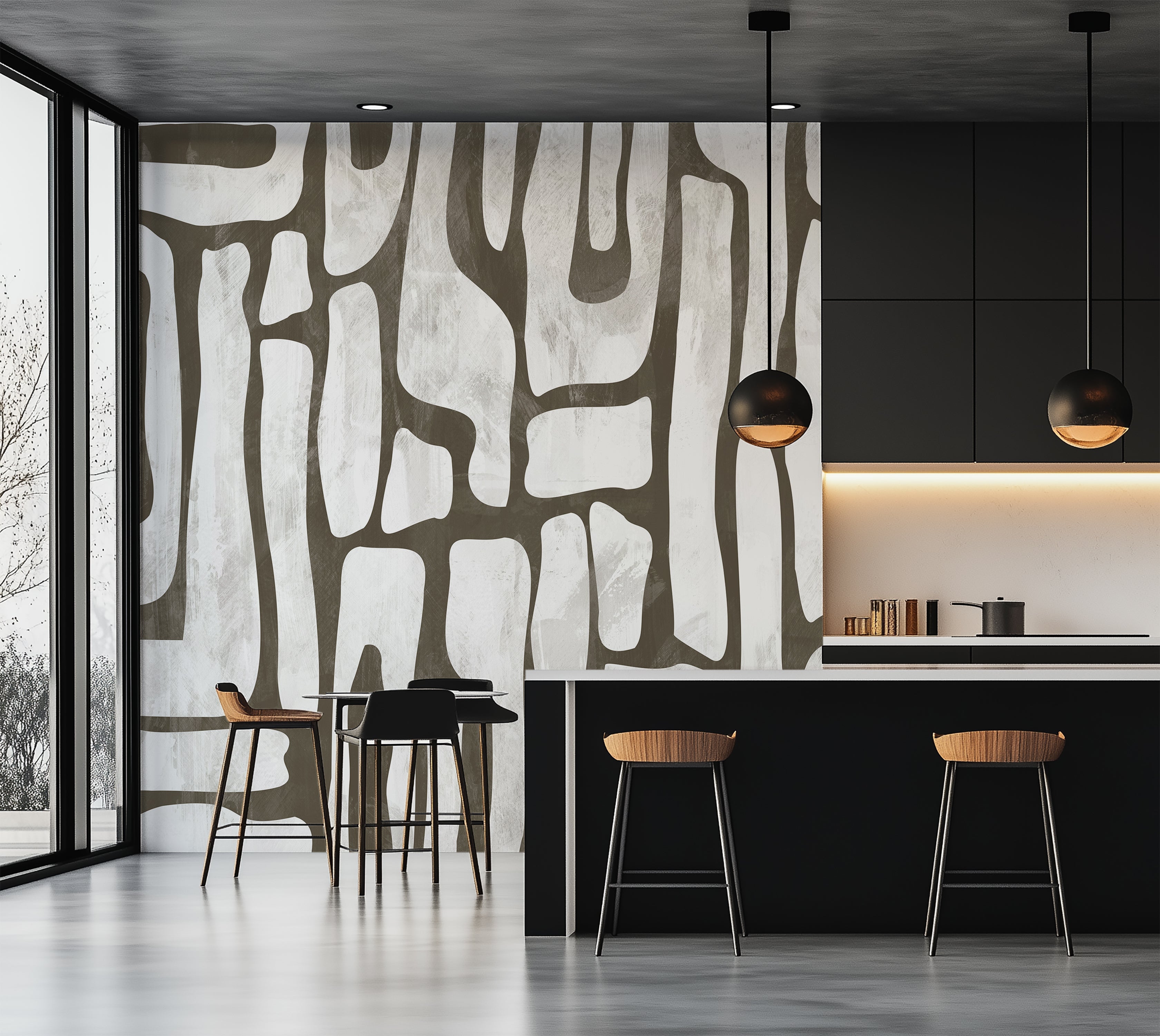 Premium Wallpaper Wall Mural - Earthy Shapes Smoky Gray