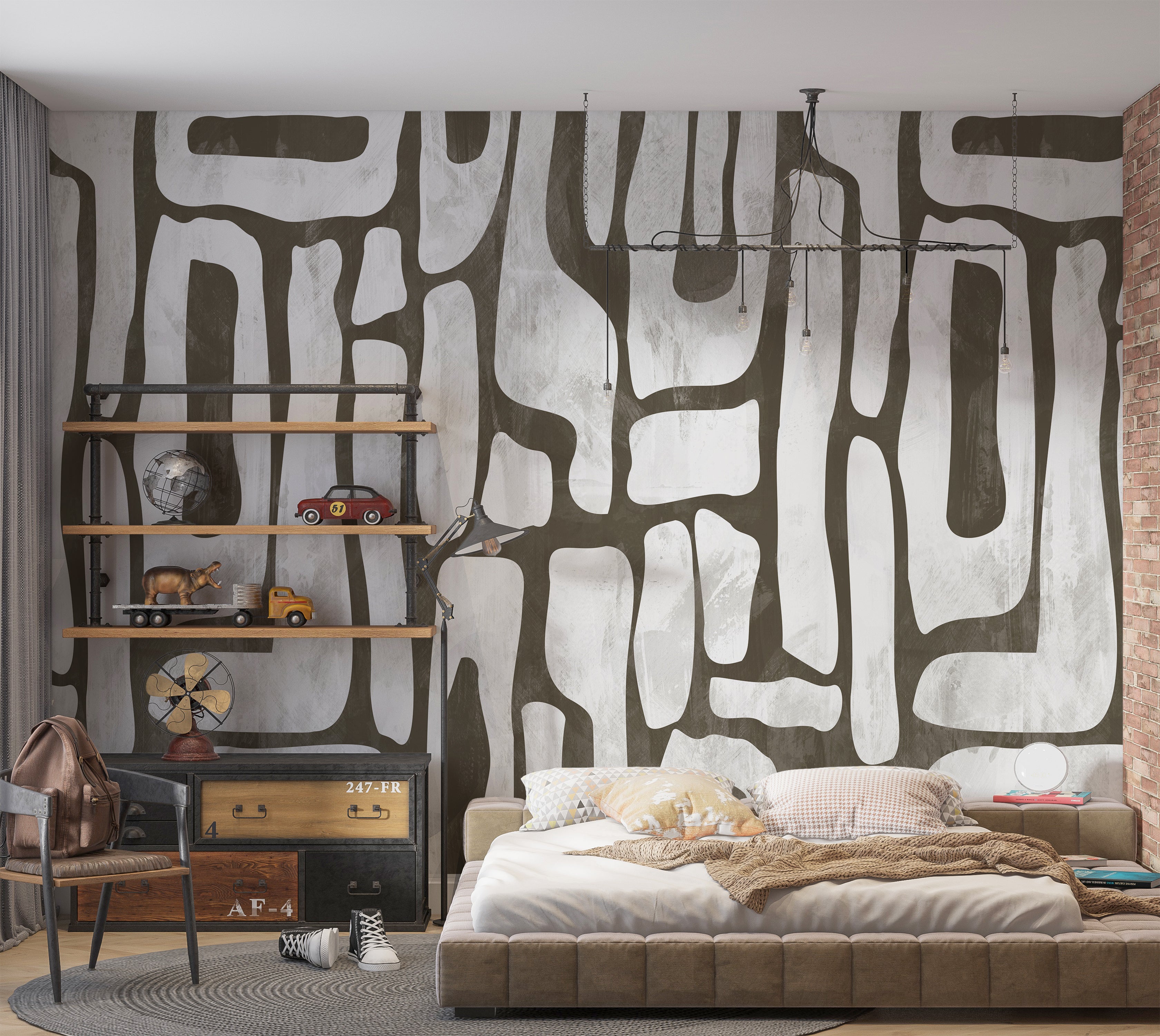 Peel & Stick Wall Mural - Earthy Shapes Smoky Gray 60"Wx60"H