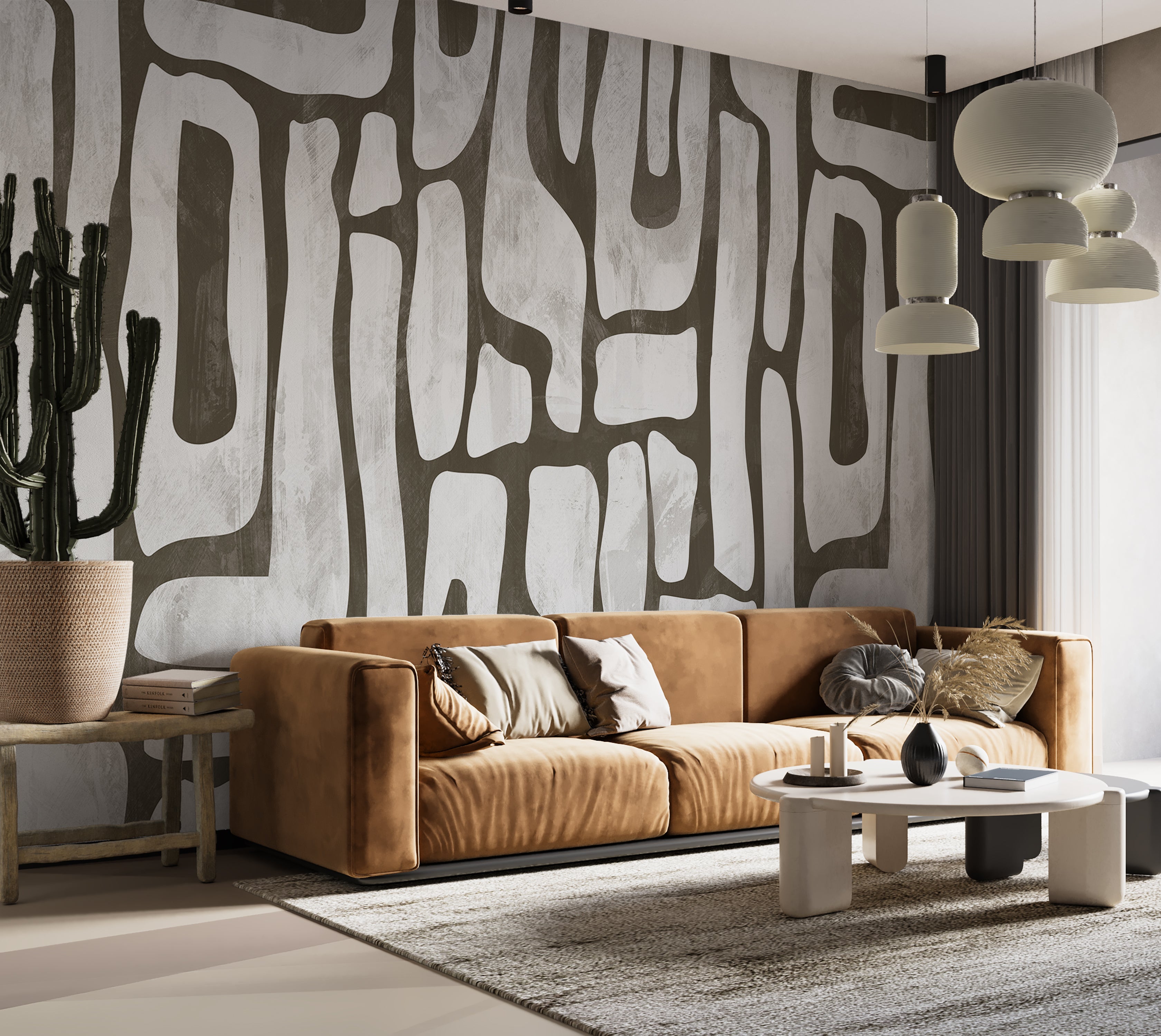 Premium Wallpaper Wall Mural - Earthy Shapes Smoky Gray