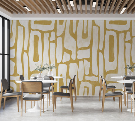 Peel & Stick Wall Mural - Earthy Shapes Ocher Yellow 60"Wx60"H