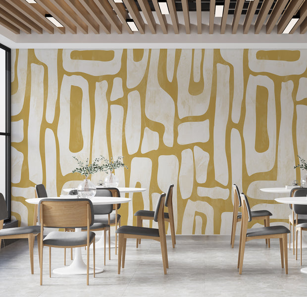 Peel & Stick Wall Mural - Earthy Shapes Ocher Yellow 60"Wx60"H