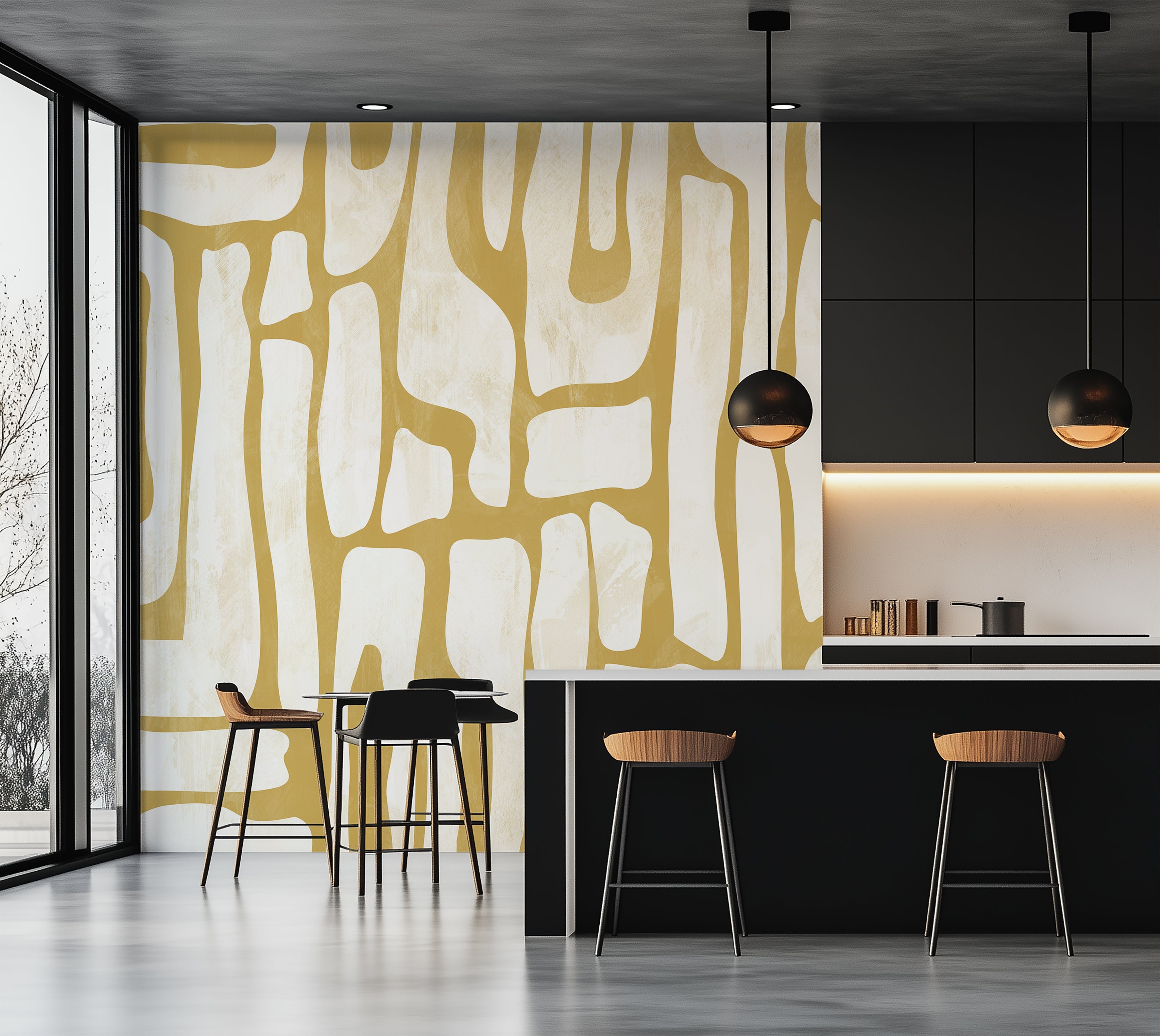 Premium Wallpaper Wall Mural - Earthy Shapes Ocher Yellow