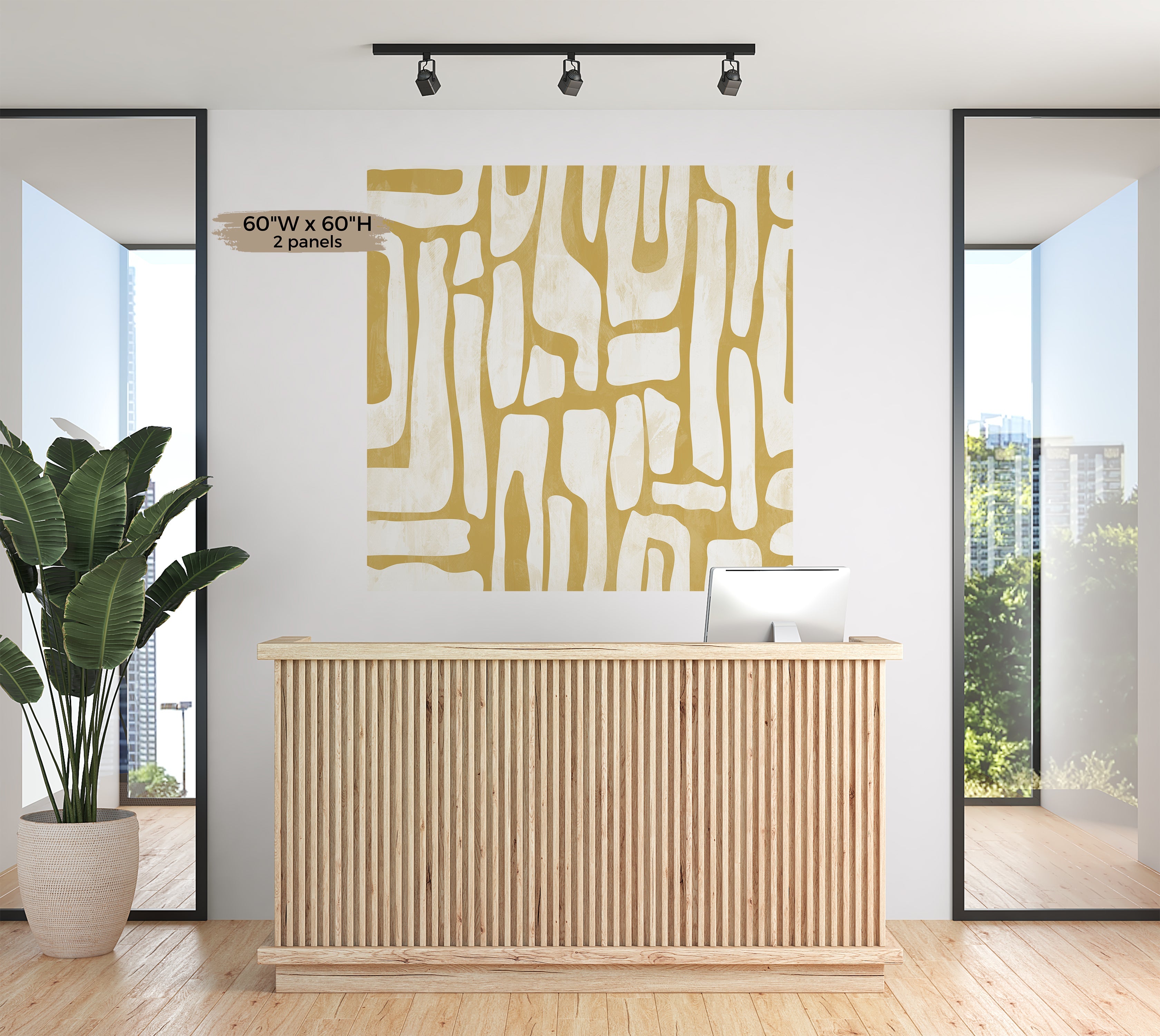 Premium Wallpaper Wall Mural - Earthy Shapes Ocher Yellow