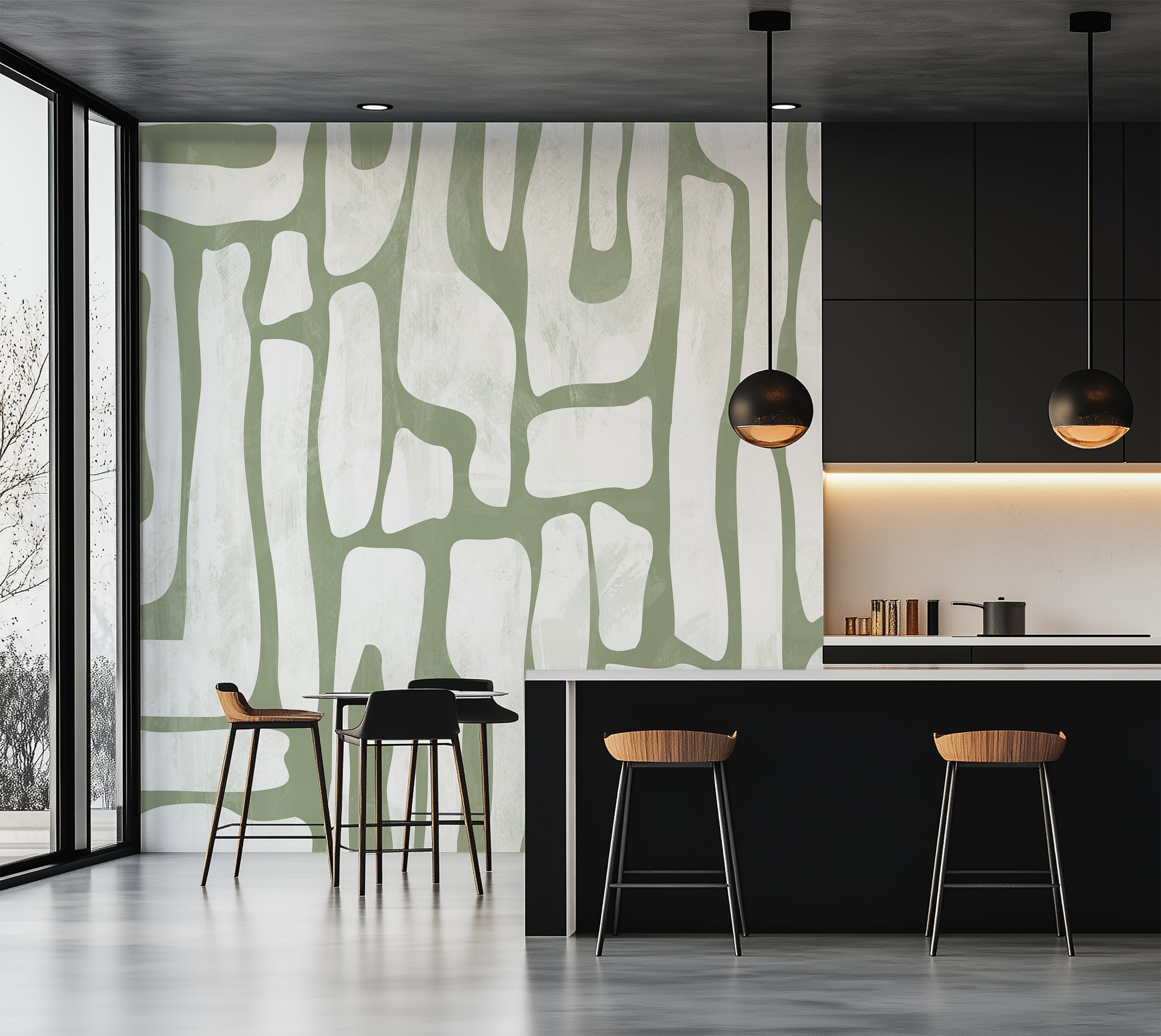 Premium Wallpaper Wall Mural - Earthy Shapes Sage Green