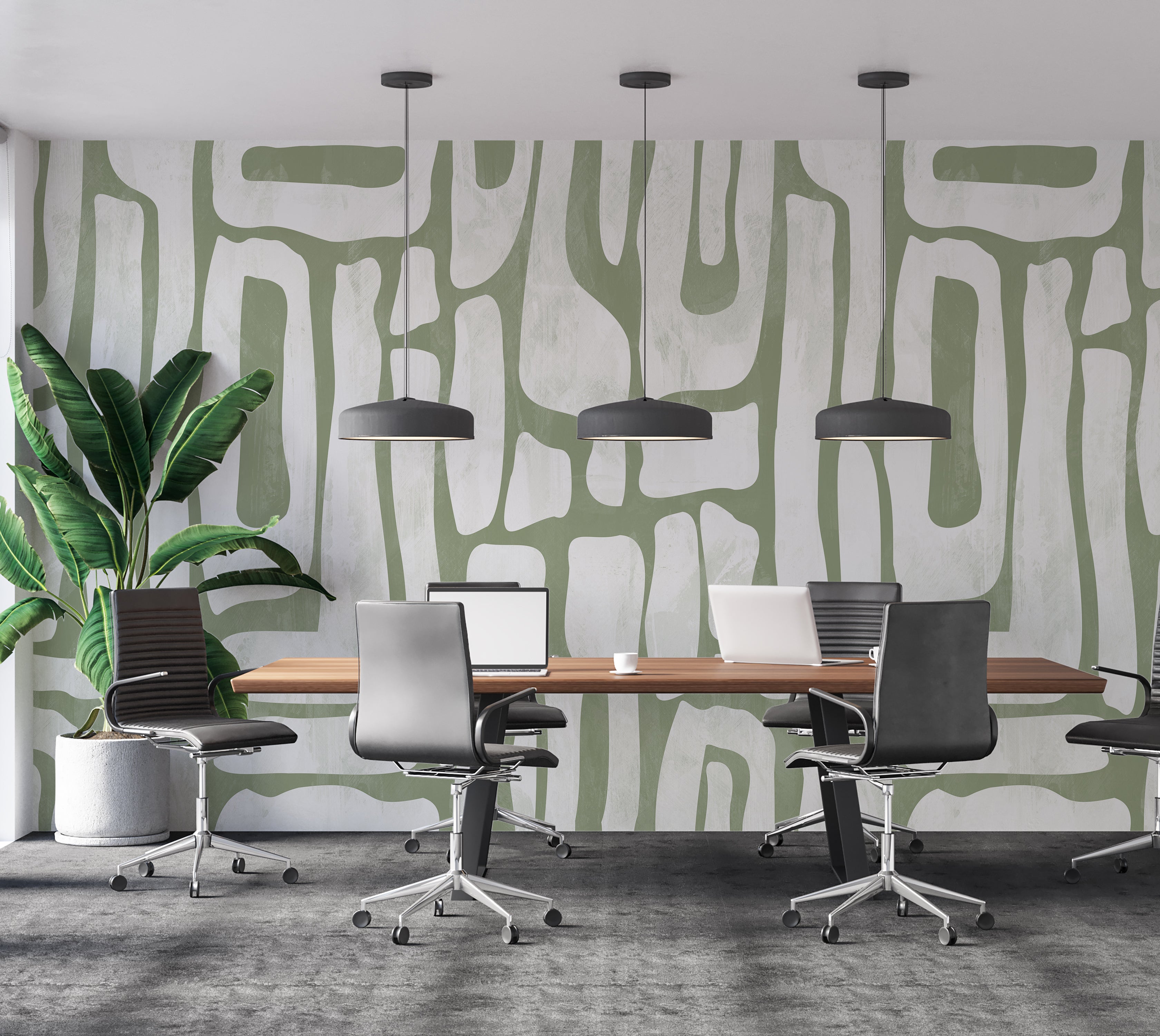 Premium Wallpaper Wall Mural - Earthy Shapes Sage Green