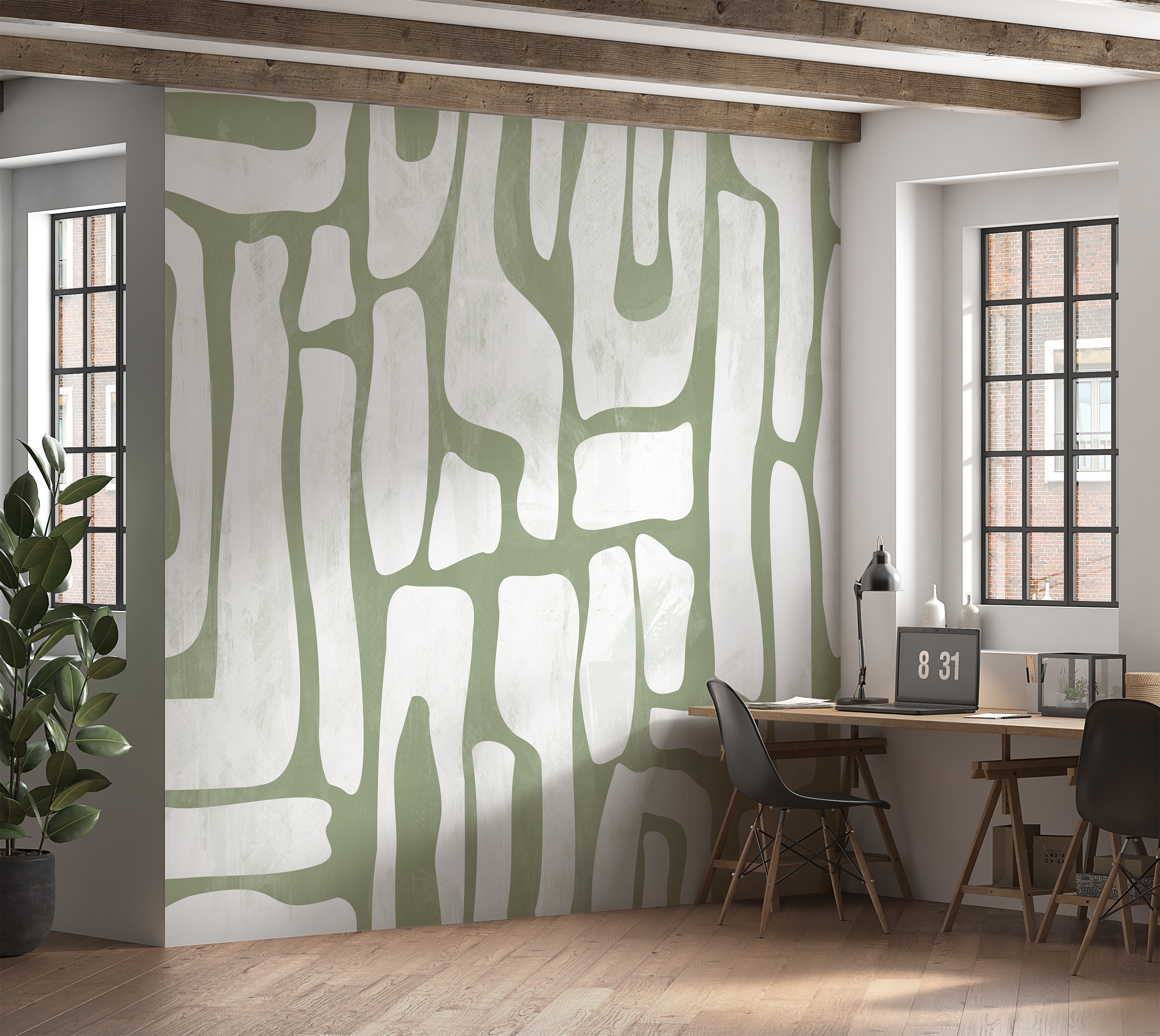 Premium Wallpaper Wall Mural - Earthy Shapes Sage Green