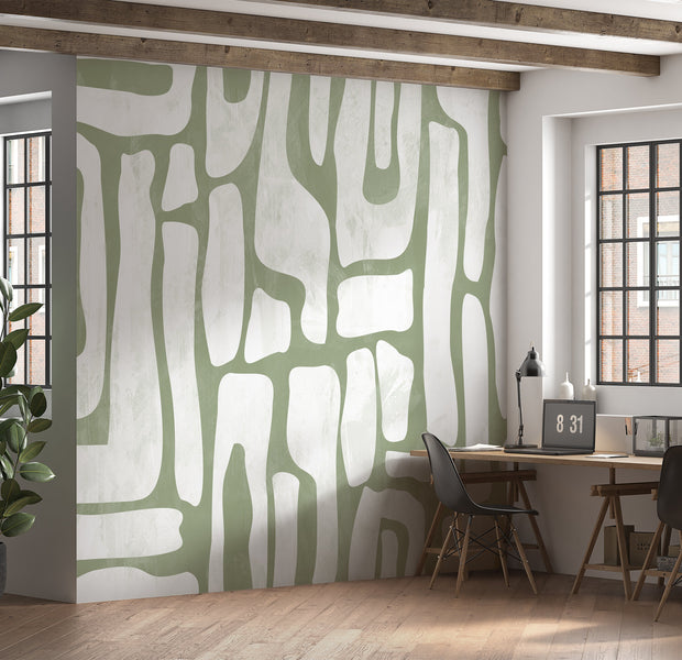 Premium Wallpaper Wall Mural - Earthy Shapes Sage Green-Tiptophomedecor