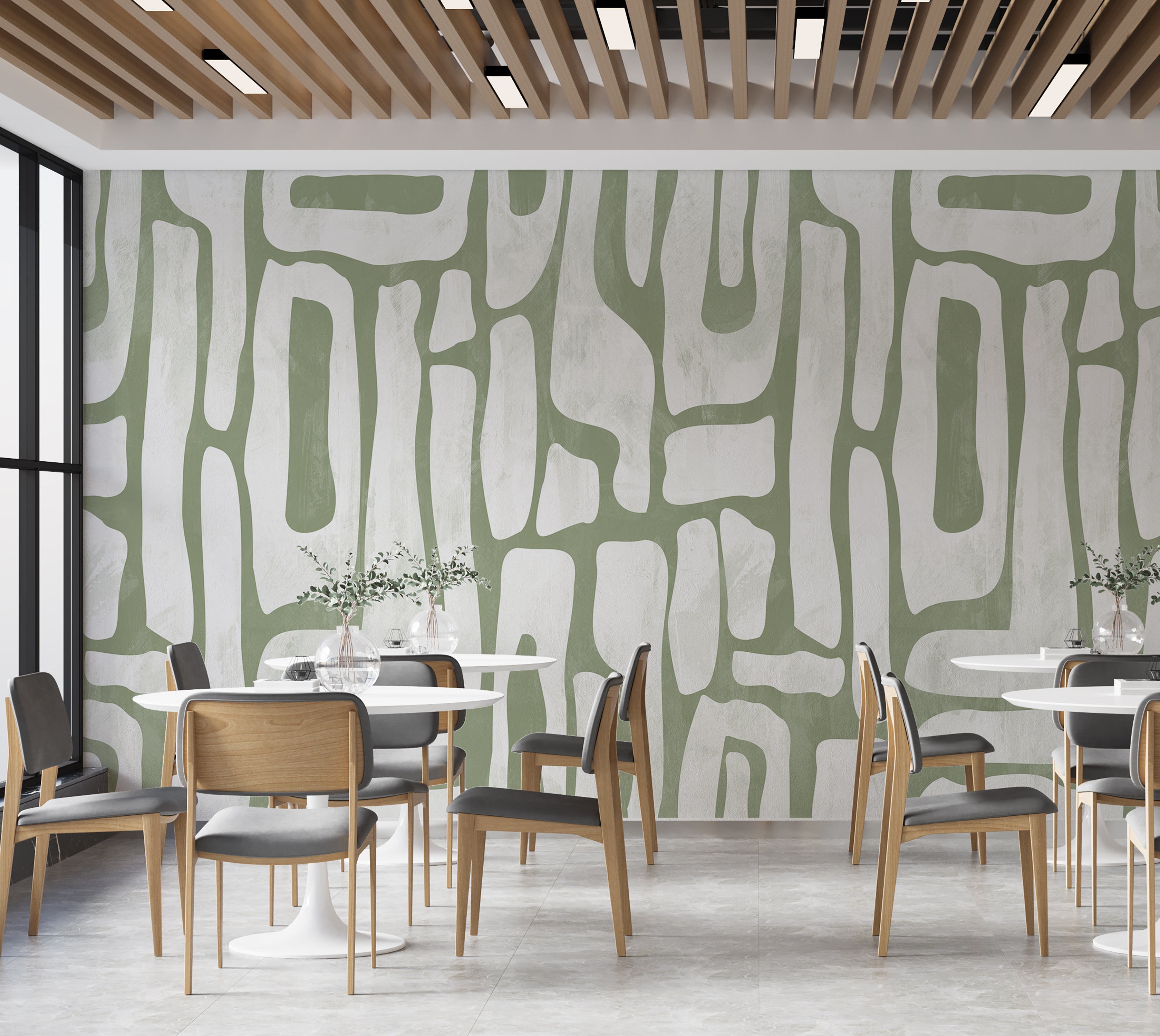 Premium Wallpaper Wall Mural - Earthy Shapes Sage Green