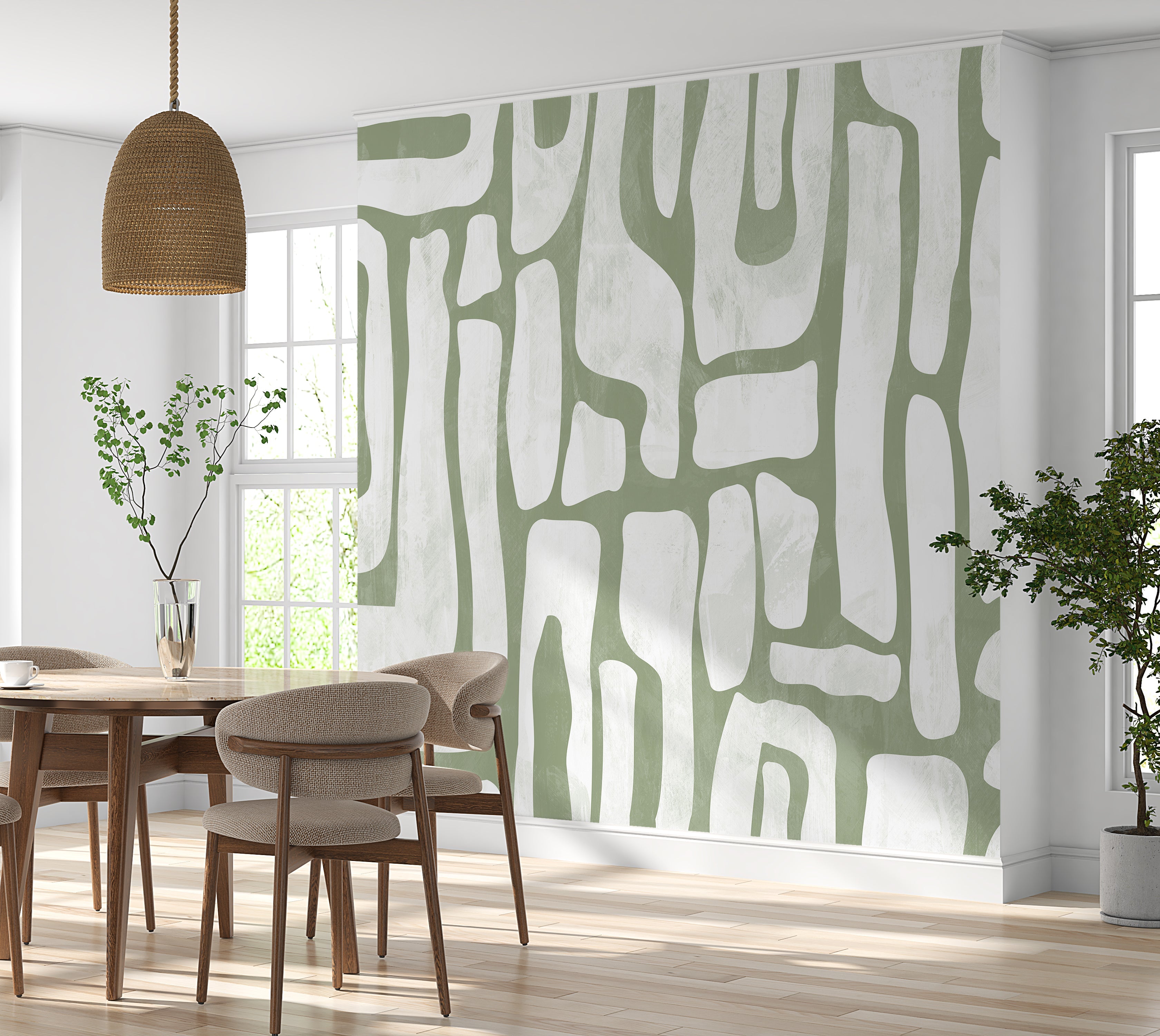 Premium Wallpaper Wall Mural - Earthy Shapes Sage Green