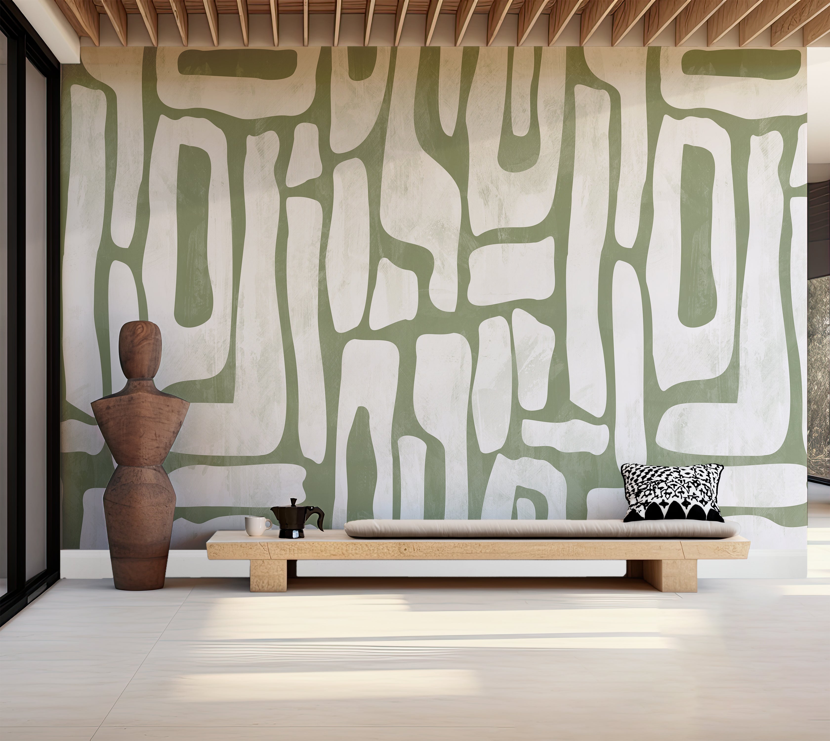 Premium Wallpaper Wall Mural - Earthy Shapes Sage Green