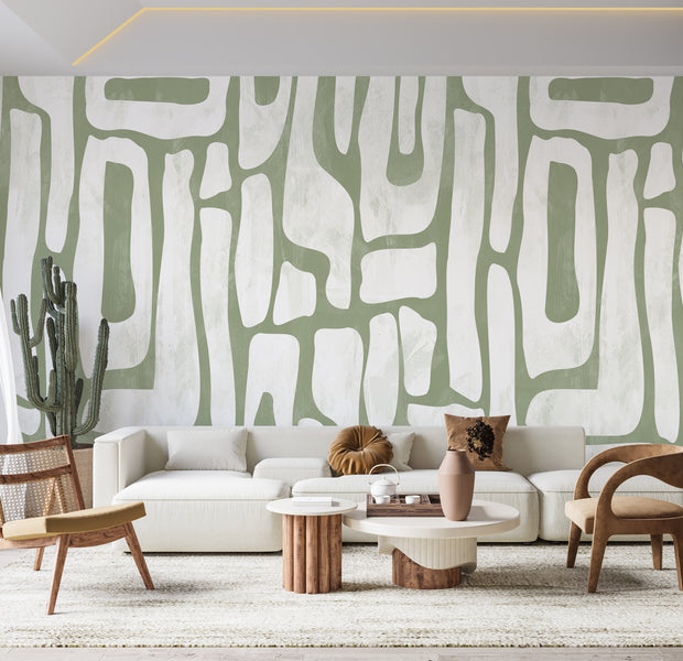 Peel & Stick Wall Mural - Earthy Shapes Sage Green 60"Wx60"H