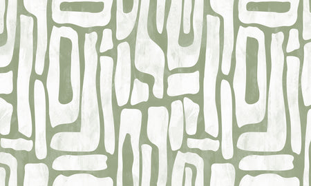 Peel & Stick Abstract Wall Mural - Earthy Shapes Sage Green