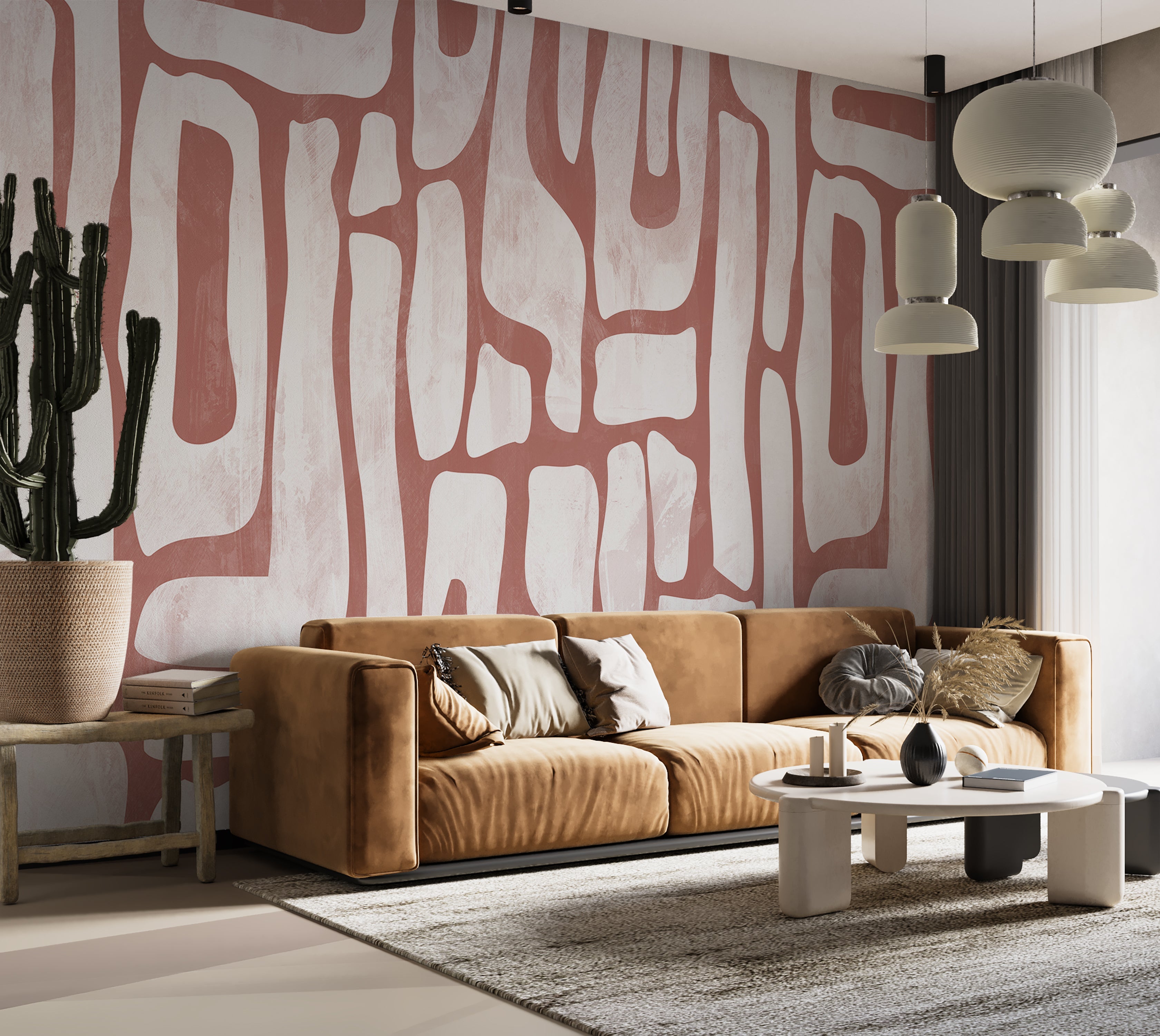 Premium Wallpaper Wall Mural - Earthy Shapes Terracotta Red