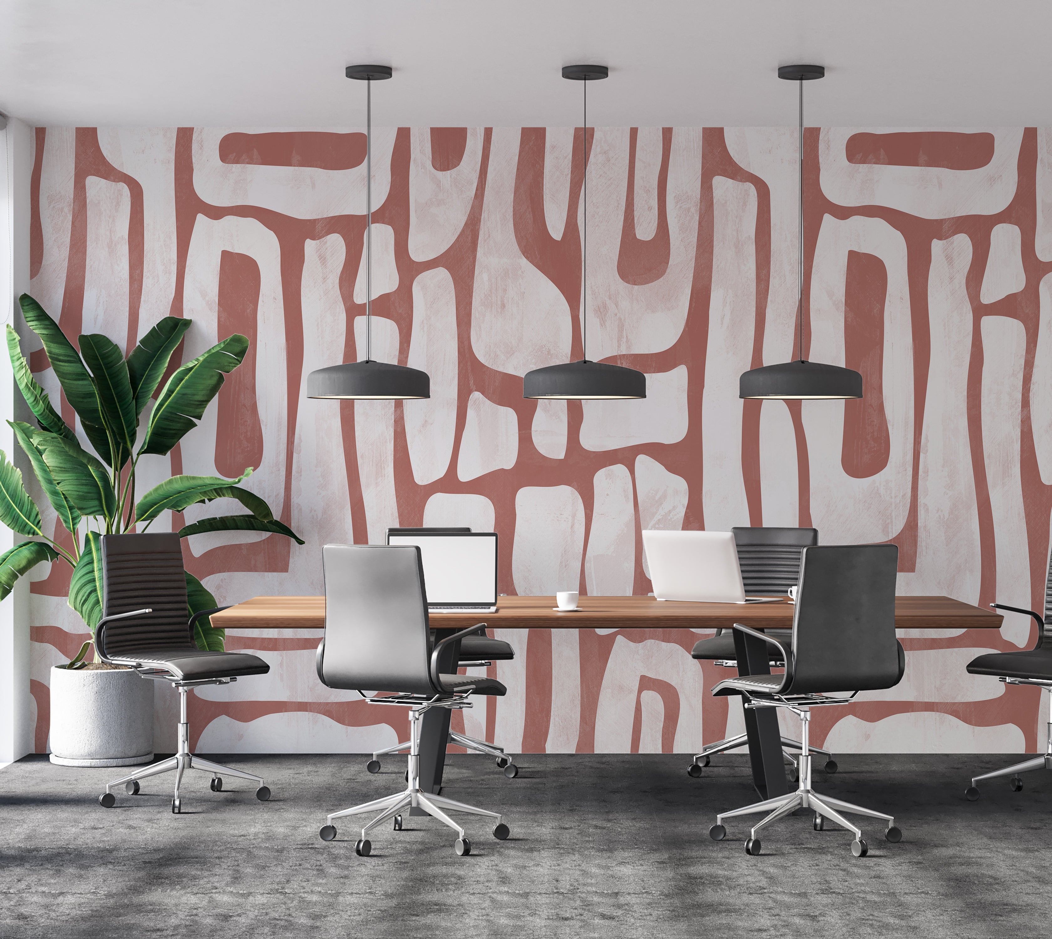 Premium Wallpaper Wall Mural - Earthy Shapes Terracotta Red