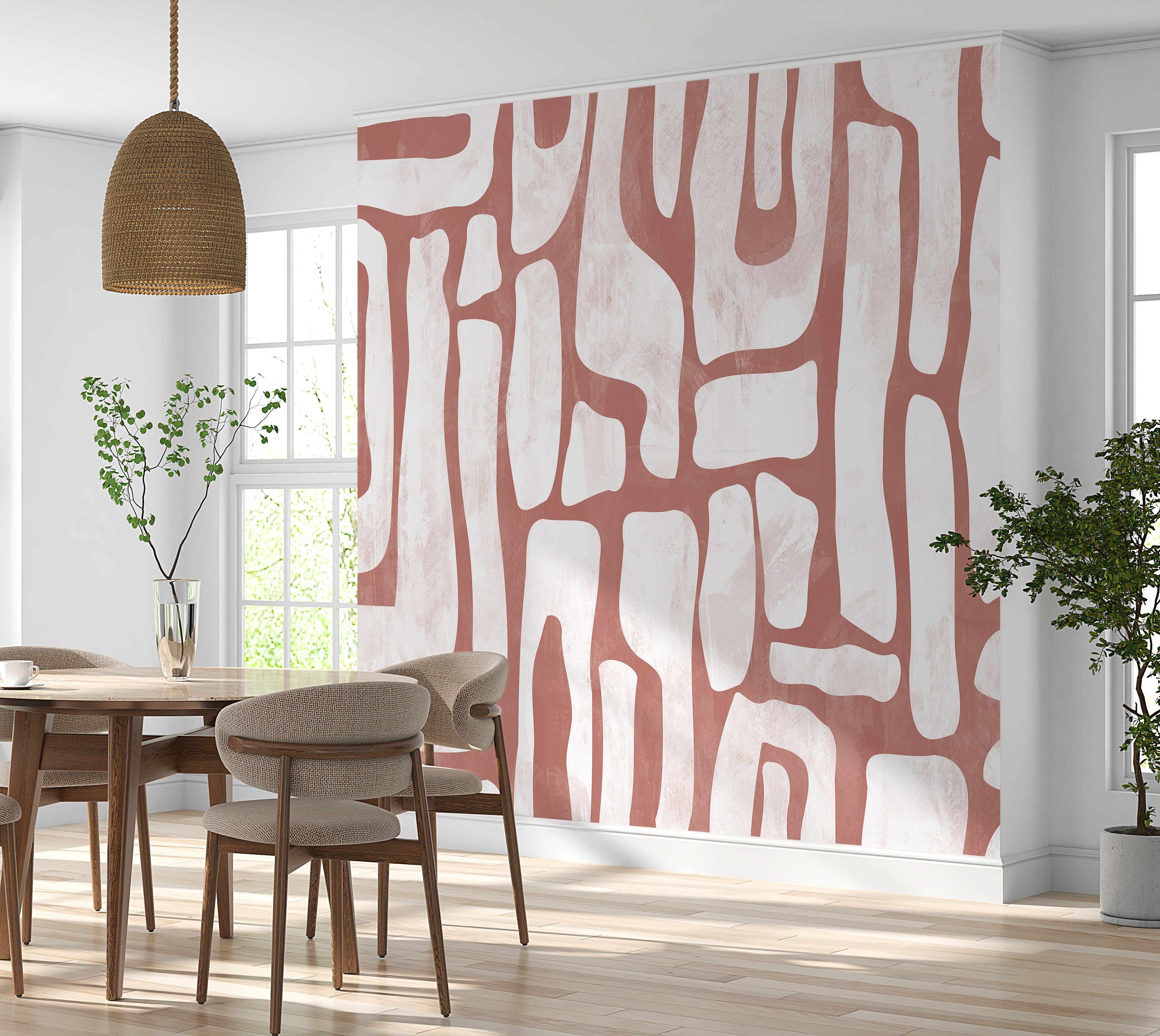 Premium Wallpaper Wall Mural - Earthy Shapes Terracotta Red