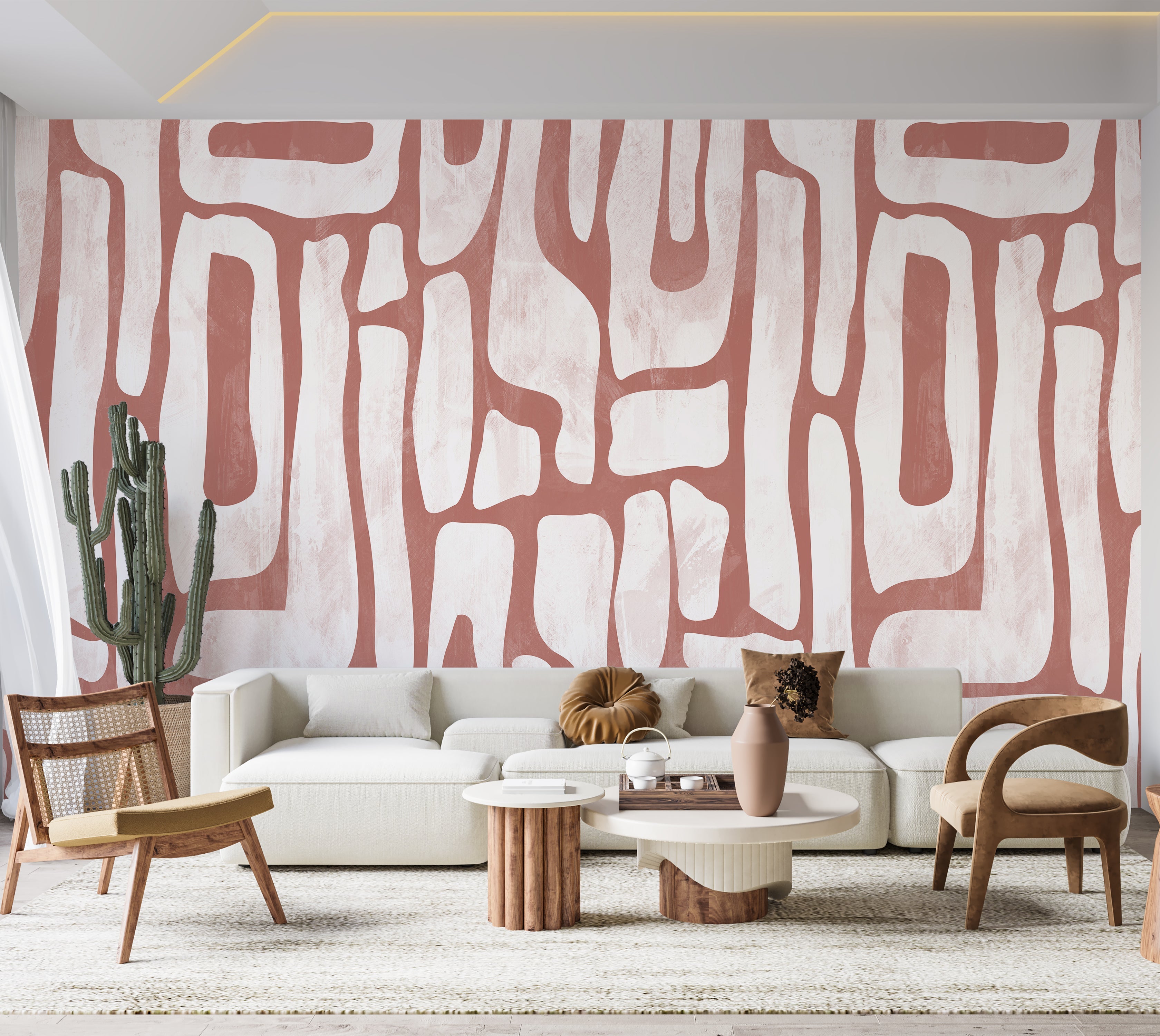 Premium Wallpaper Wall Mural - Earthy Shapes Terracotta Red