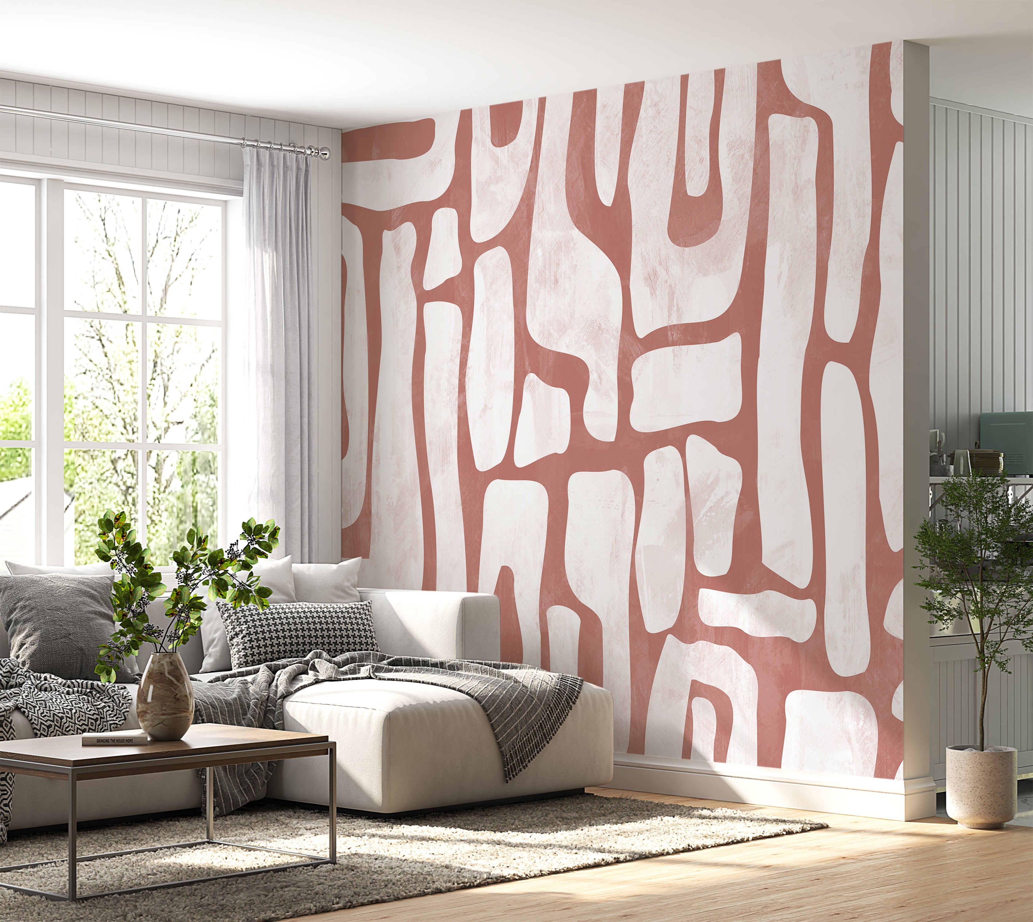 Premium Wallpaper Wall Mural - Earthy Shapes Terracotta Red