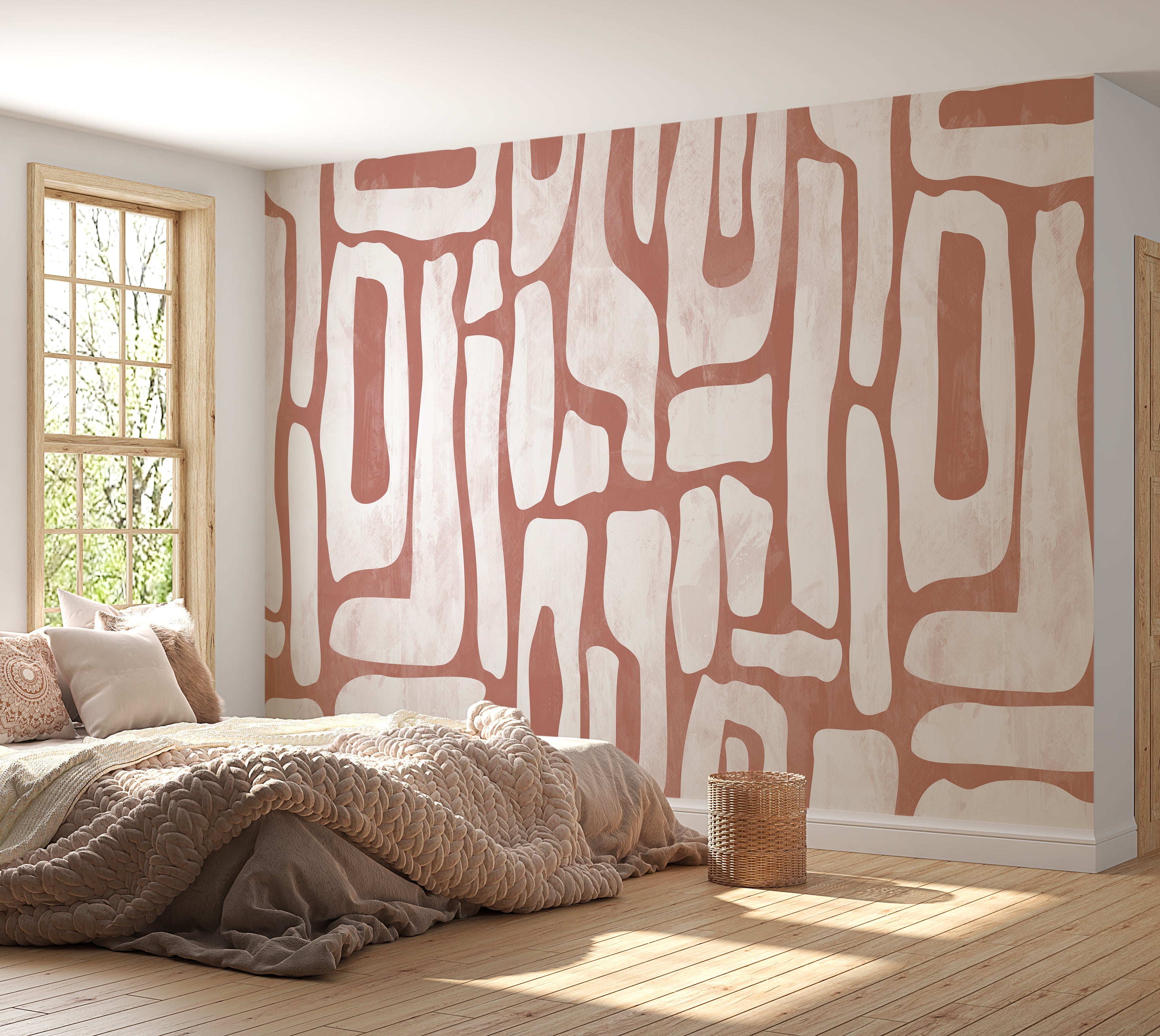 Premium Wallpaper Wall Mural - Earthy Shapes Terracotta Red