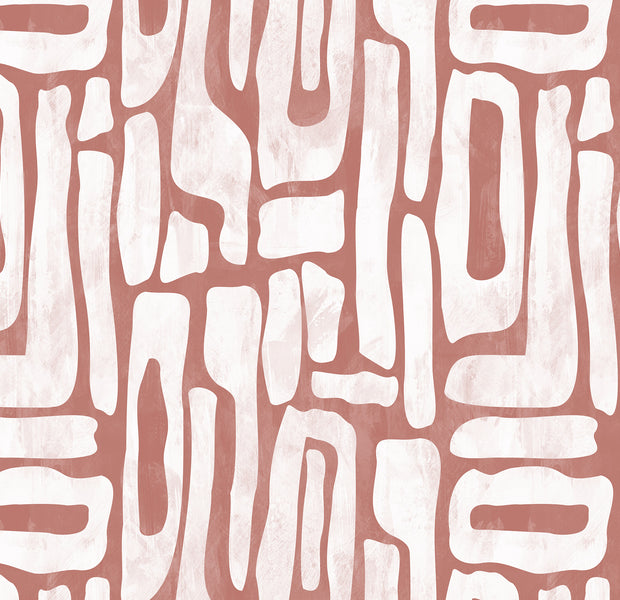 Premium Wallpaper Wall Mural - Earthy Shapes Terracotta Red