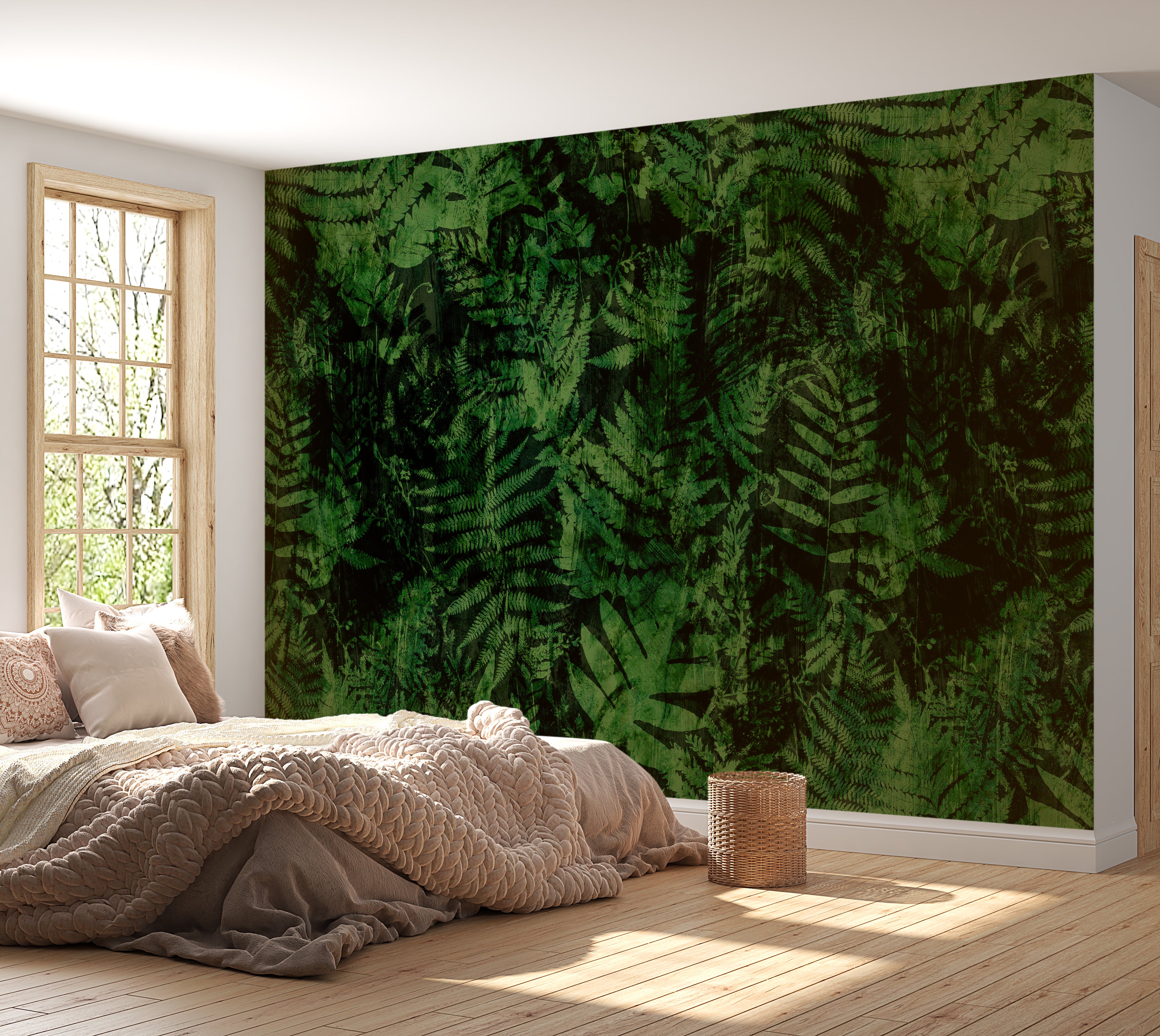 Peel & Stick Wall Mural - Dark Forrest Texture 60"Wx60"H